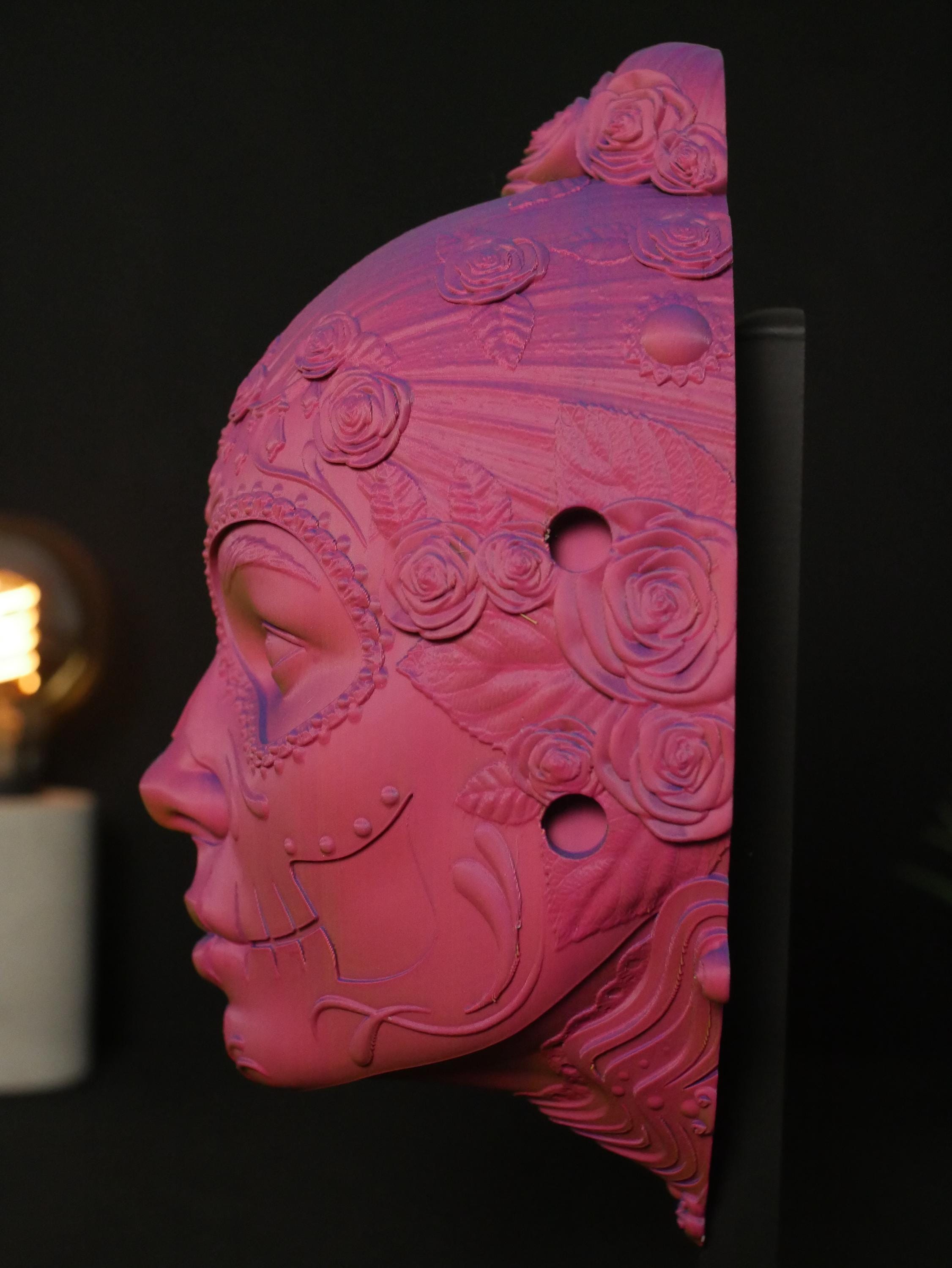 Decoración de pared con calavera de azúcar. Escultura colgante del Día de Muertos. Decoración de pared única impresa en 3D. Mural de arte popular moderno. Hogar gótico.