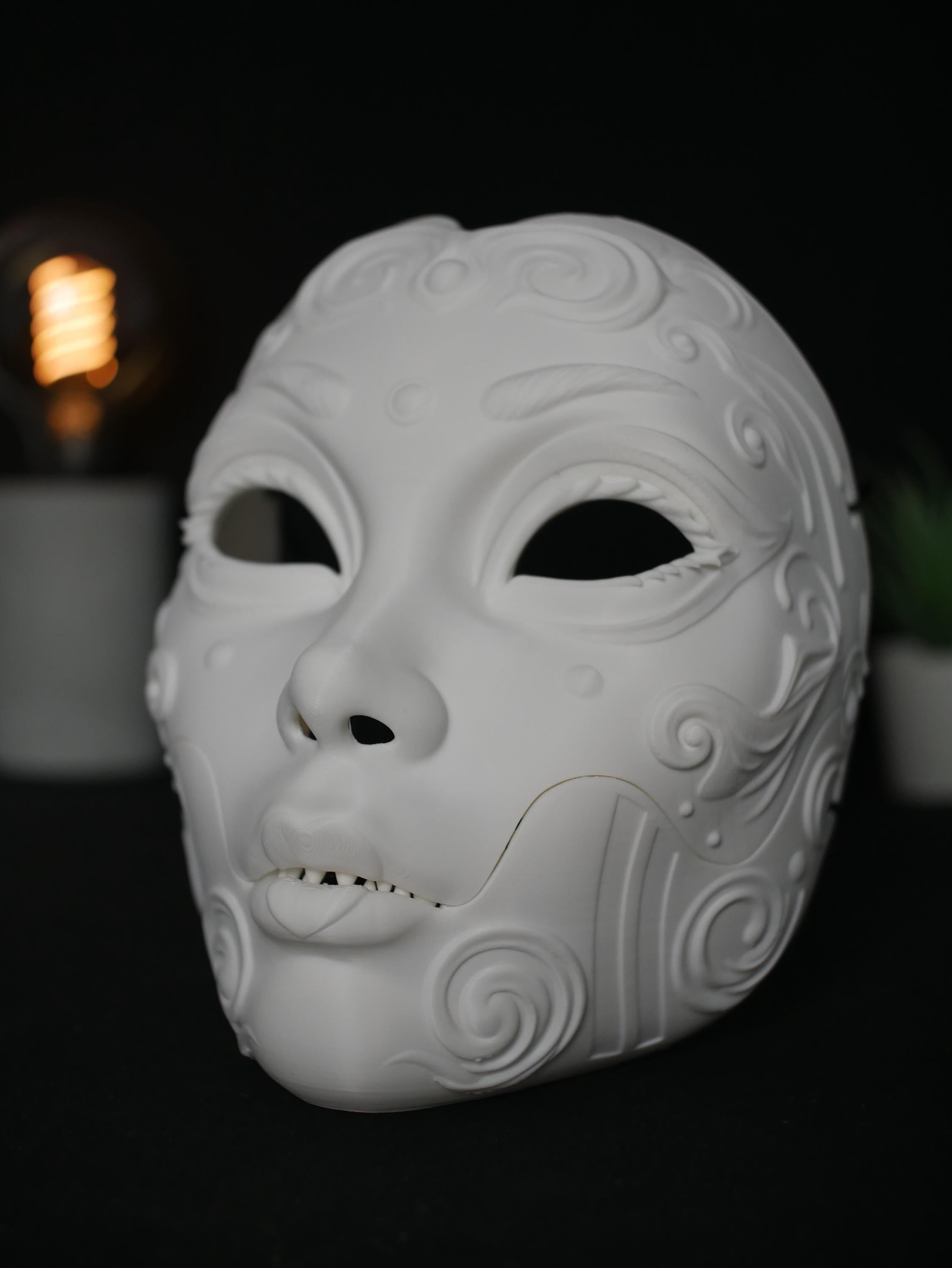 Máscara de geisha ornamentada con mandíbula de demonio extraíble / Máscara japonesa Oni Yokai para cosplay, mascarada, Halloween / Arte para vestir estilo Hannya