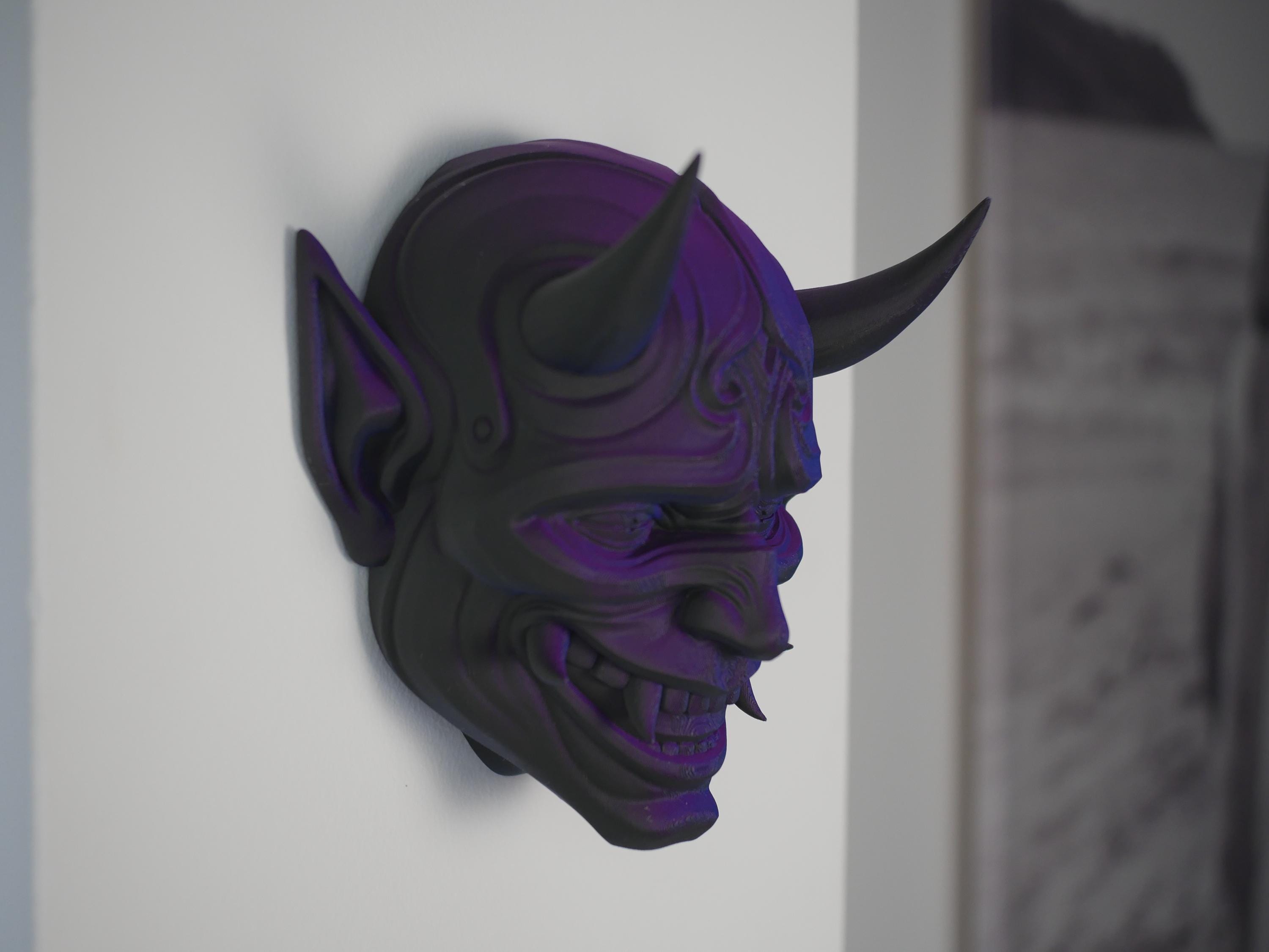 Arte mural con máscara de Oni, estatua de demonio japonés, escultura Yokai impresa en 3D, decoración gótica para el hogar, decoración de estanterías para salas de juegos