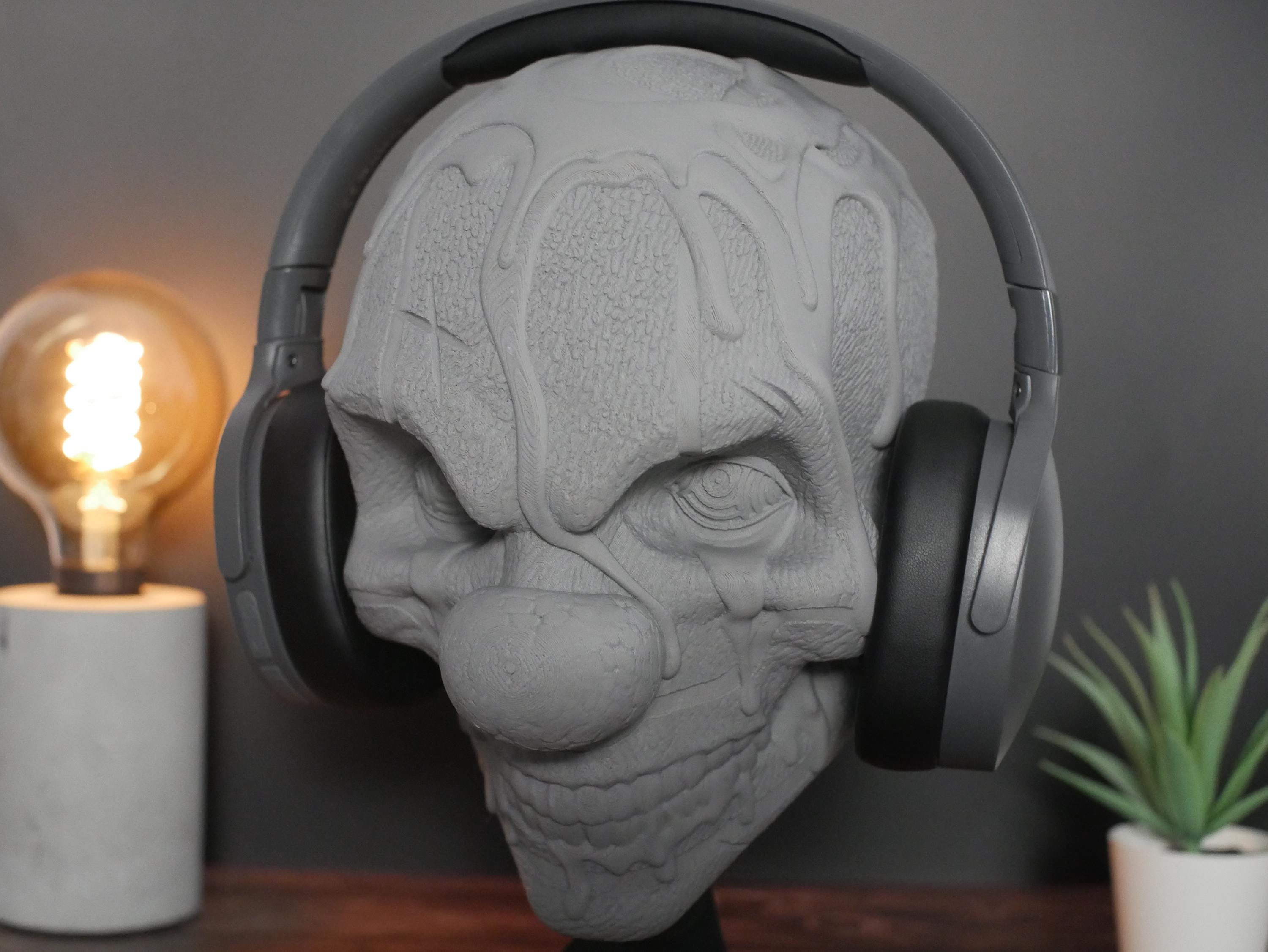 Soporte para auriculares de payaso de terror: decoración de escritorio única