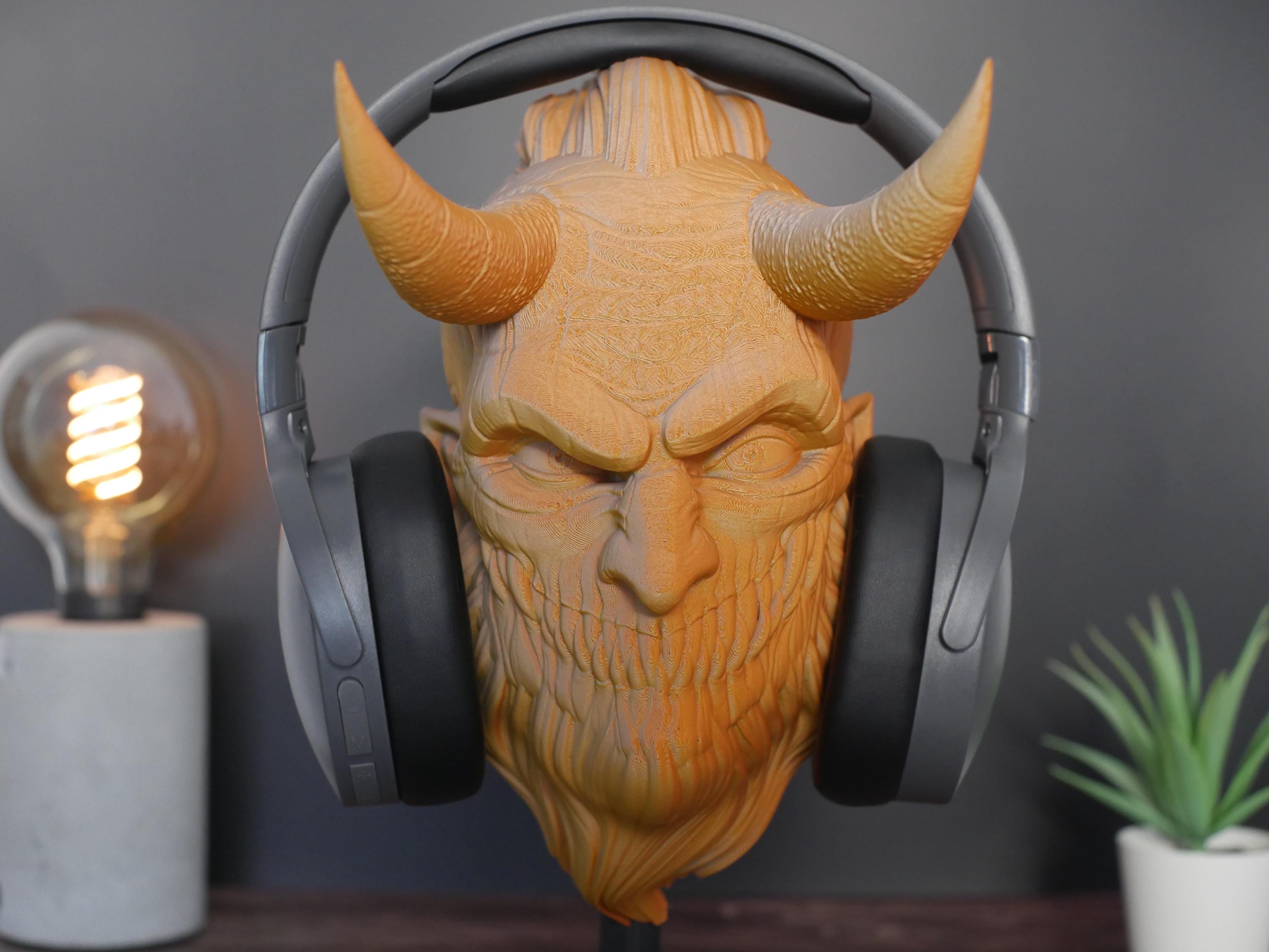 Soporte para auriculares Krampus, decoración original para videojuegos, regalo de Navidad, accesorio geek, figura decorativa para estudio, soporte para auriculares Krampus.