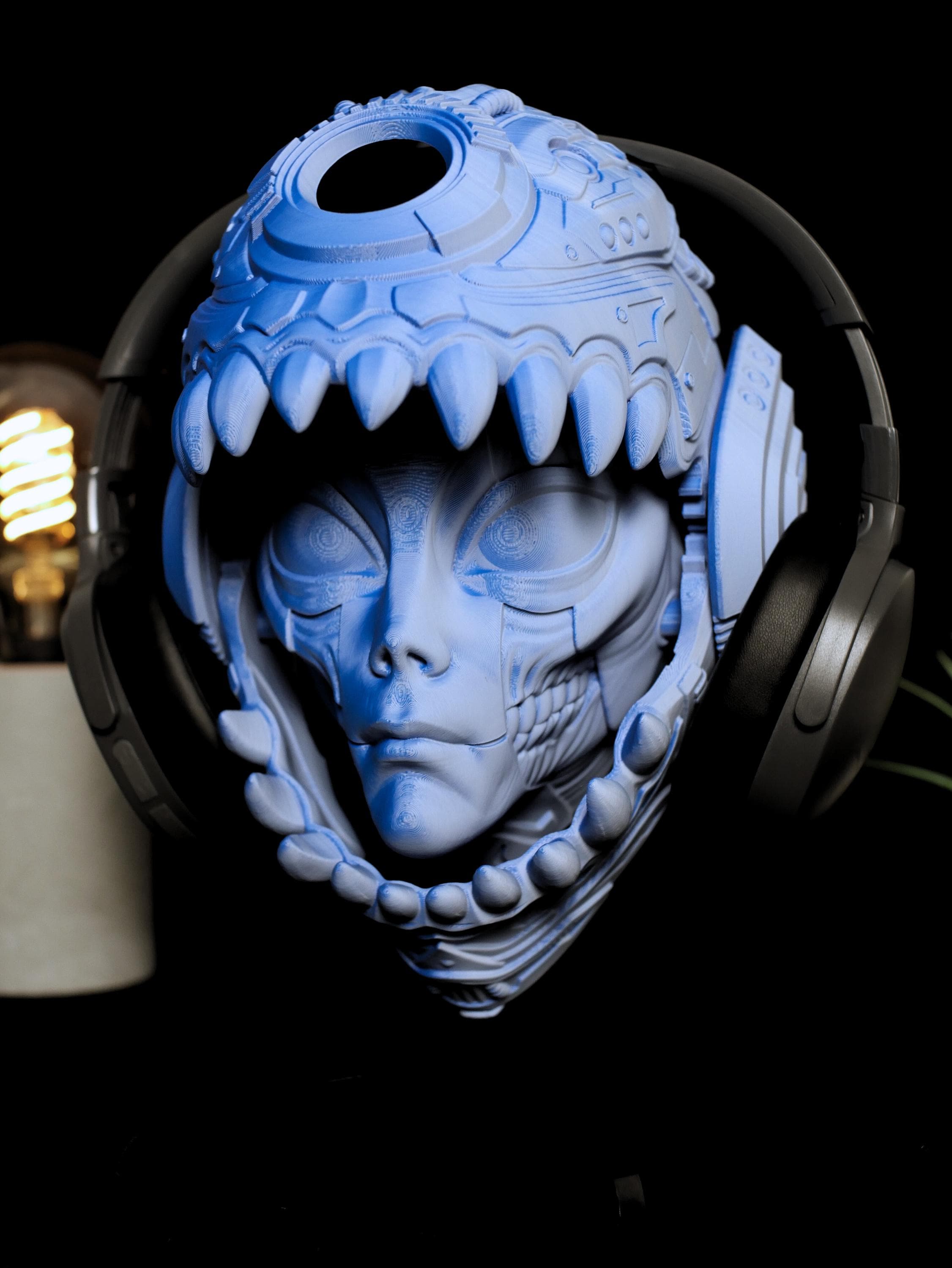 Soporte para auriculares de robot alienígena / Escultura de pared impresa en 3D / Objeto de colección de ciencia ficción / Regalo único para gamers / Decoración futurista
