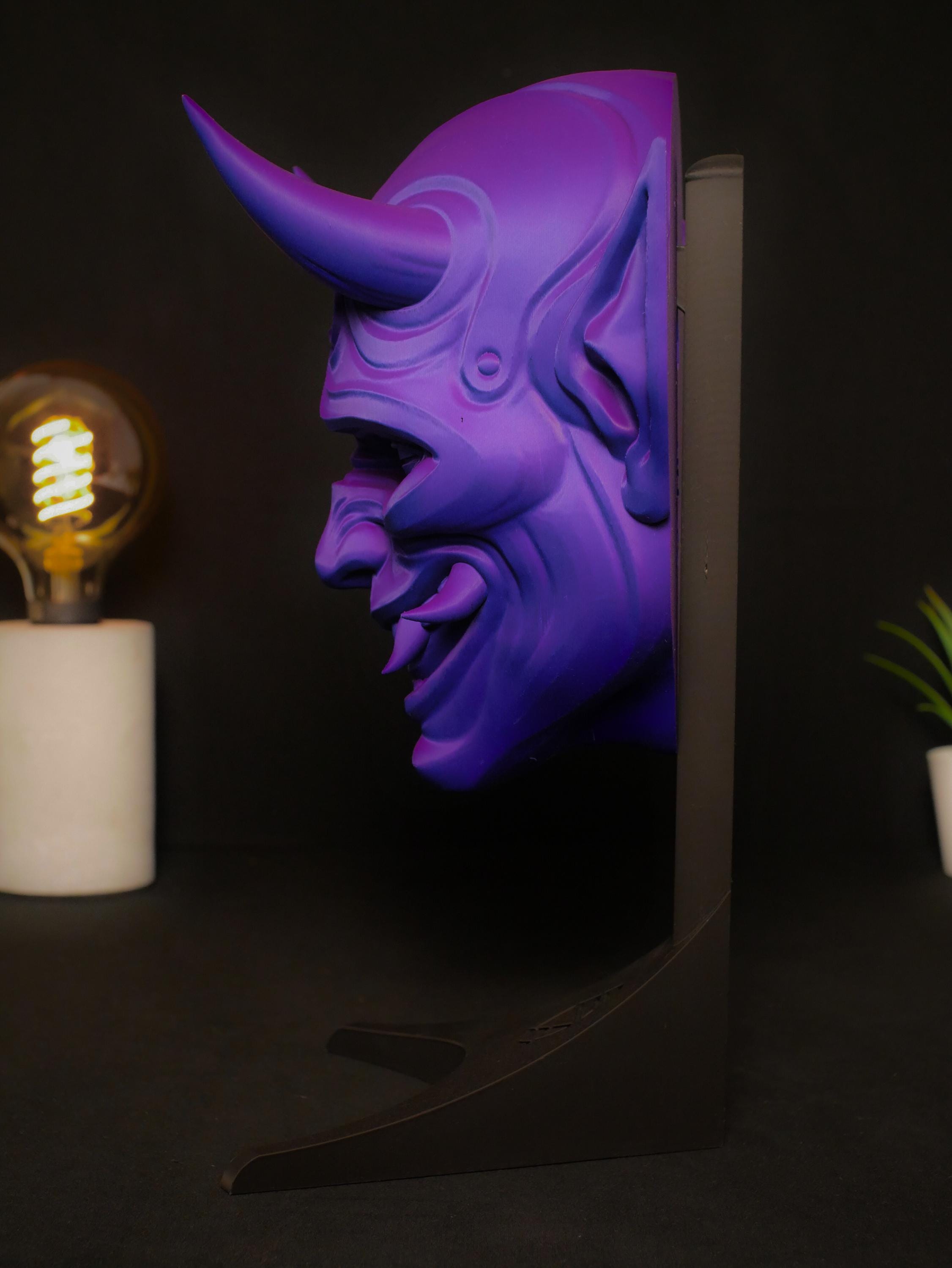 Arte mural con máscara de Oni, estatua de demonio japonés, escultura Yokai impresa en 3D, decoración gótica para el hogar, decoración de estanterías para salas de juegos