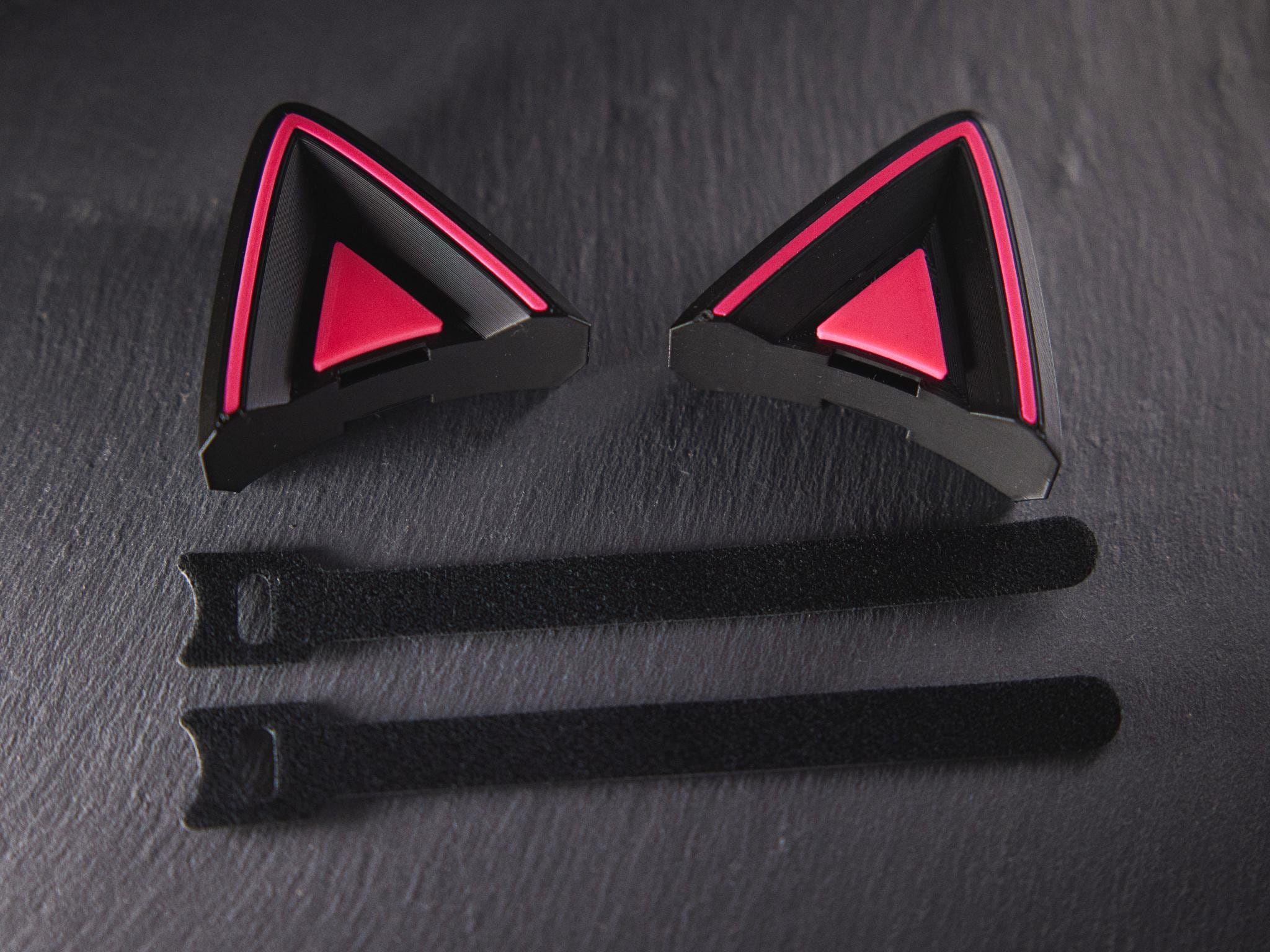 Orejas de gato de colores personalizados para auriculares y diademas de videojuegos. Adorable accesorio de gatito neko para auriculares, serpentinas, festivales y cosplay.