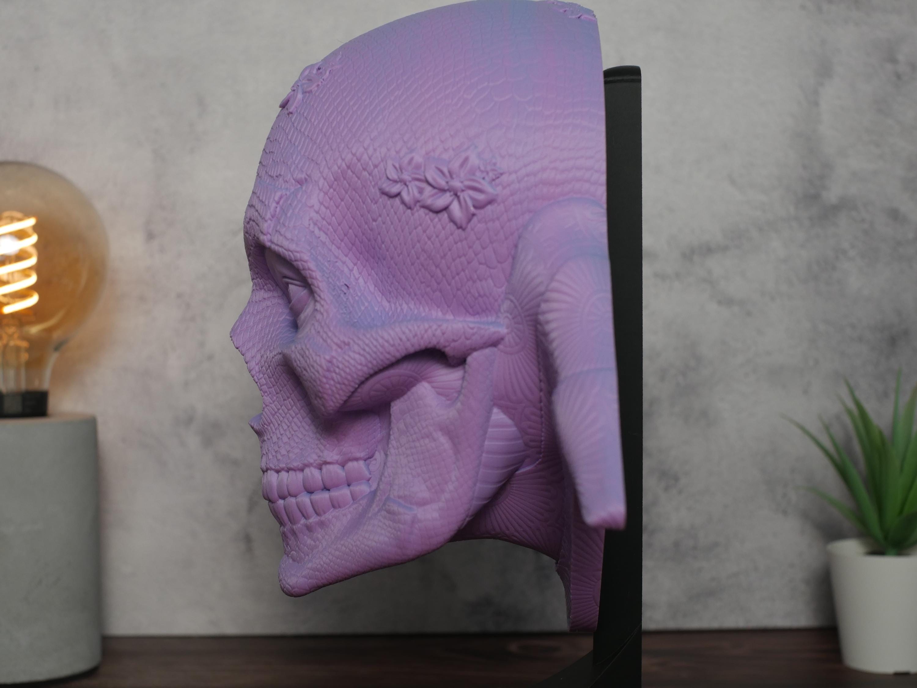 Arte de pared Orochi Sull / Decoración gótica de calavera de reptil / Tapiz floral de piel de serpiente / Regalo de arte oscuro de fantasía