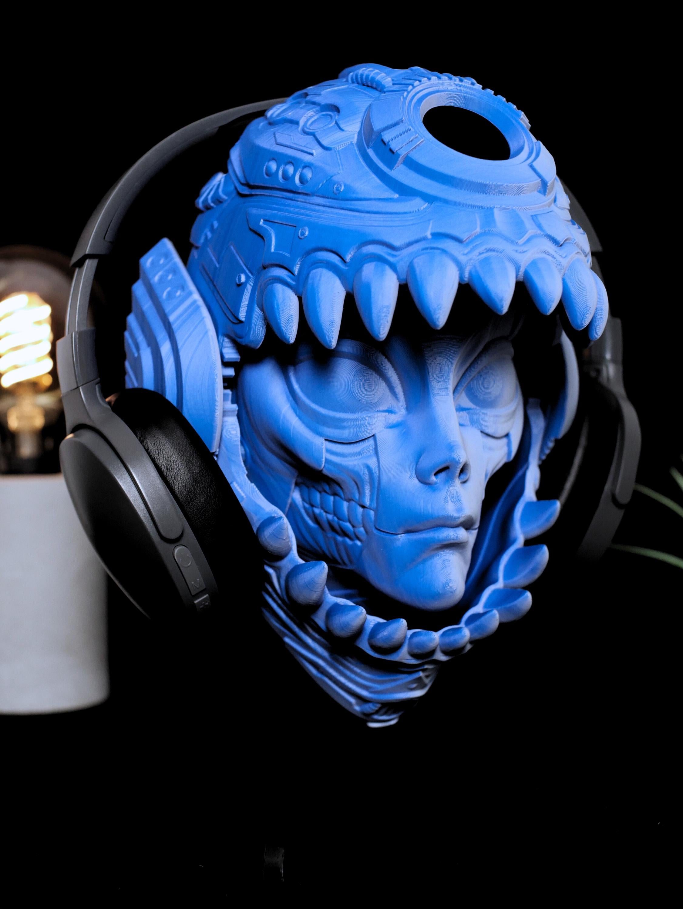 Soporte para auriculares de robot alienígena / Escultura de pared impresa en 3D / Objeto de colección de ciencia ficción / Regalo único para gamers / Decoración futurista