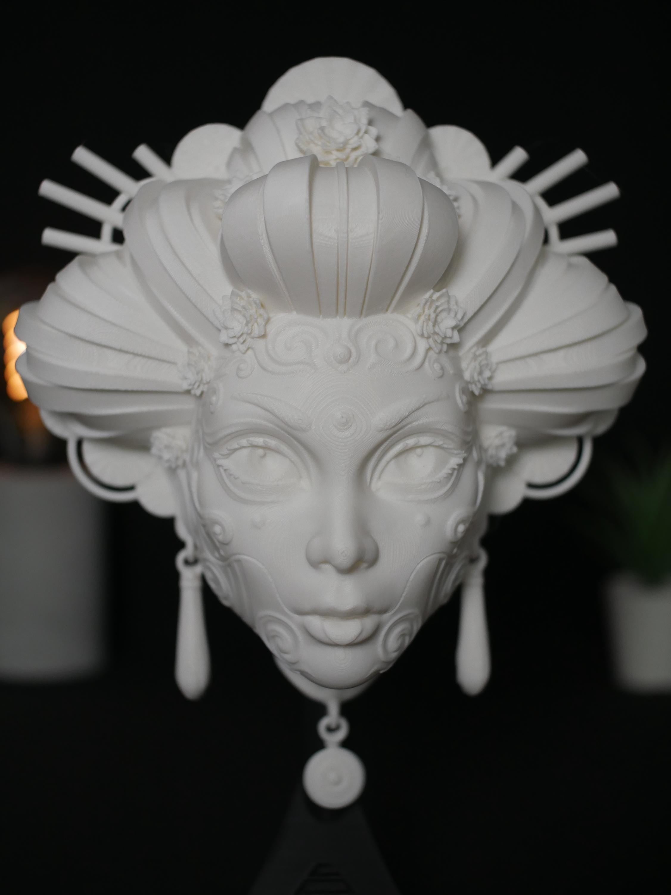 Escultura de pared de geisha, decoración japonesa impresa en 3D, busto de emperatriz ornamentado, decoración de fantasía para el hogar y la oficina, regalo geek único