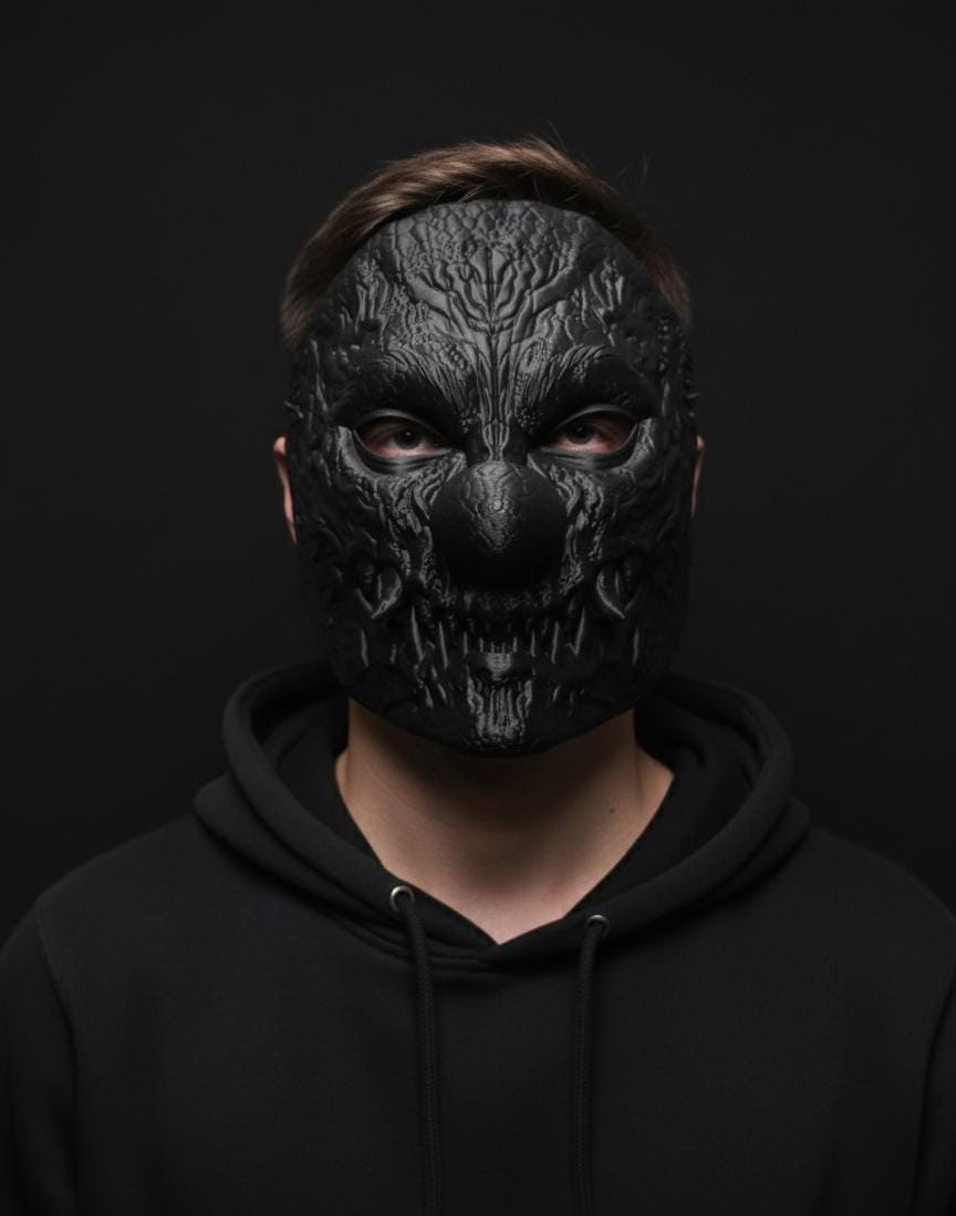 Máscara de payaso aterrador, demonio bufón texturizado para cosplay, disfraz de Halloween 2025 y actor de terror / Máscara impresa en 3D para adultos de cara completa