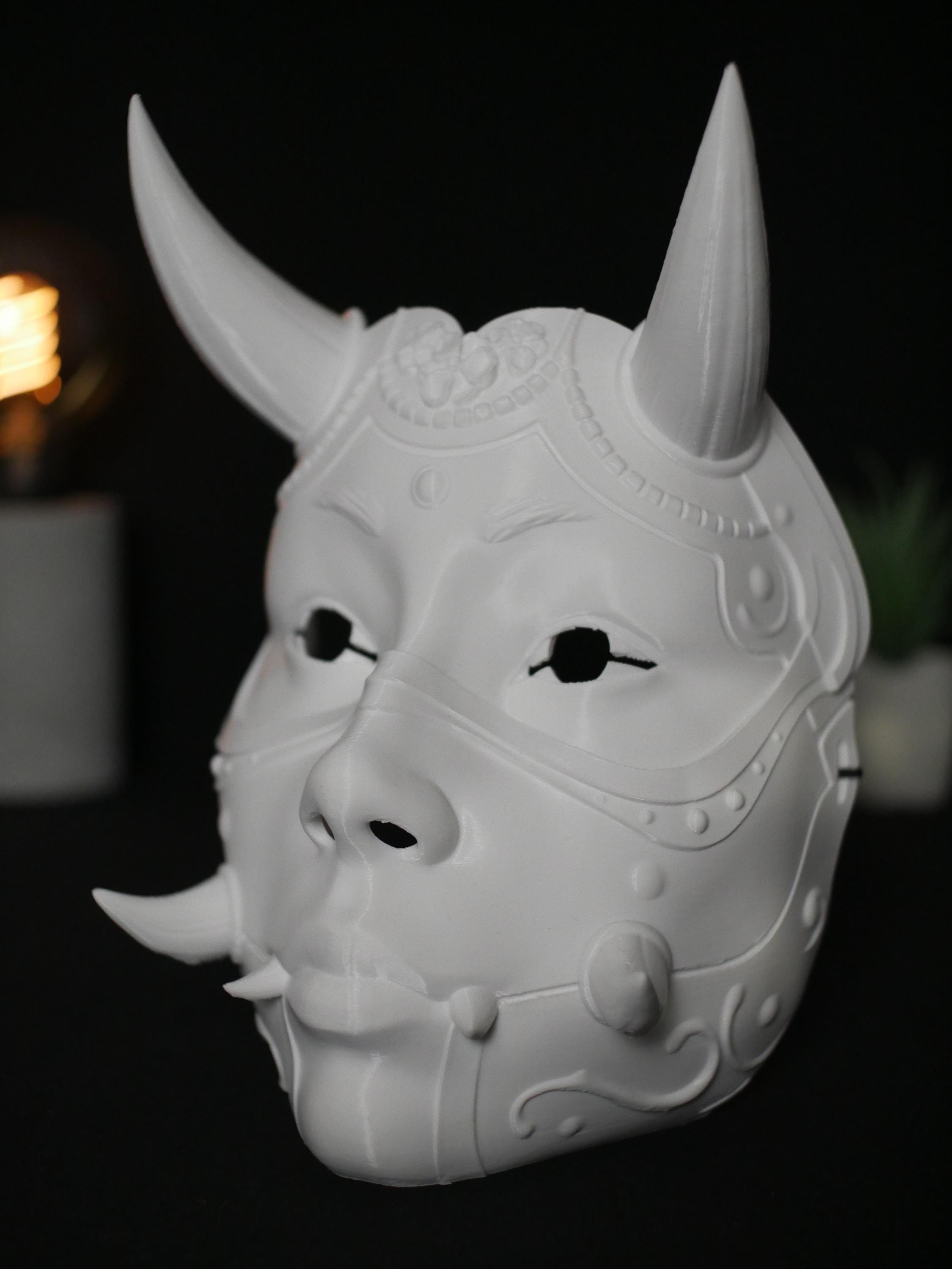 Máscara Hannya de demonio Oni japonés / Máscara usable impresa en 3D para cosplay, disfraz de Halloween y decoración de pared / Colores personalizados