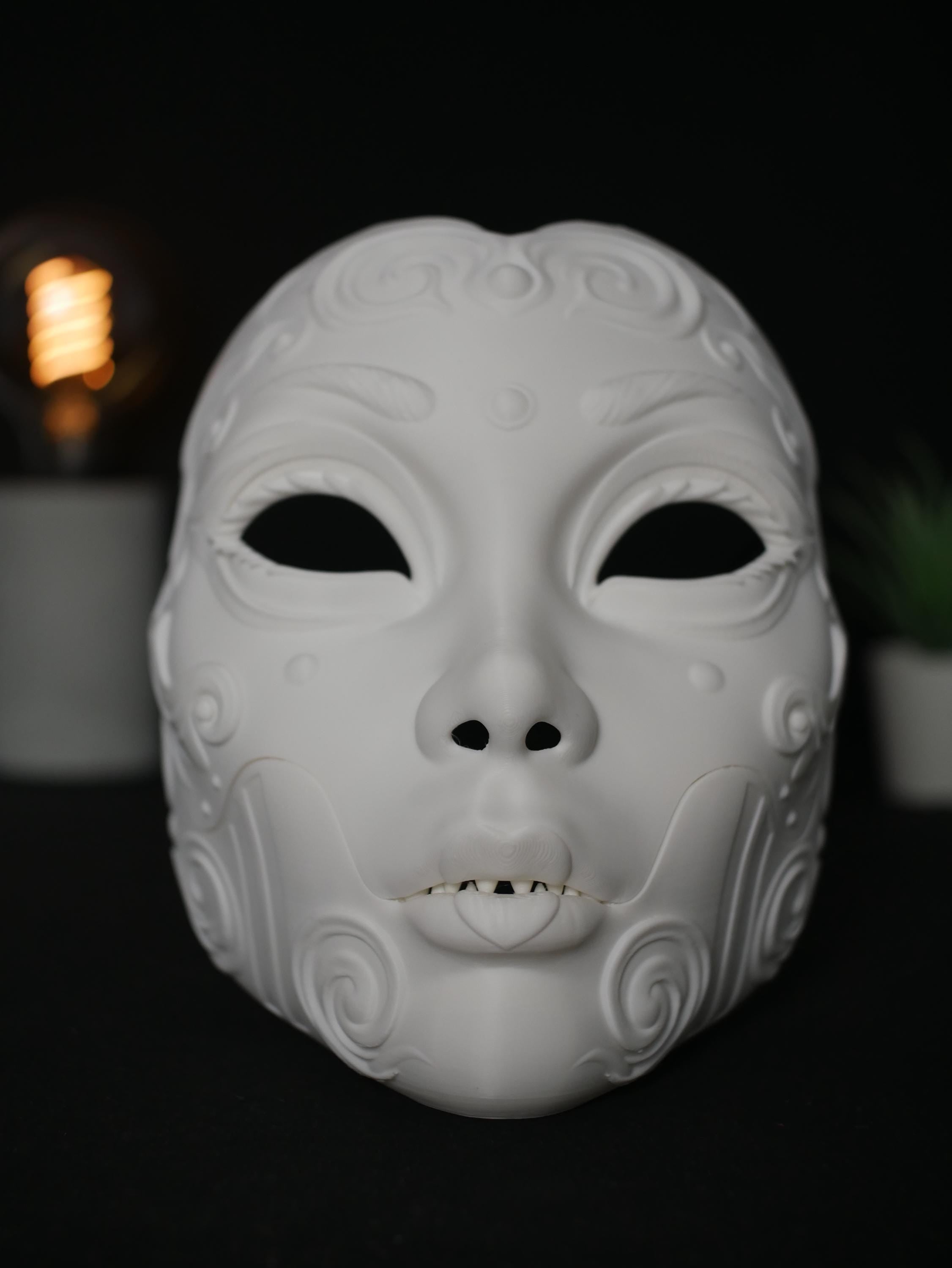 Máscara de geisha ornamentada con mandíbula de demonio extraíble / Máscara japonesa Oni Yokai para cosplay, mascarada, Halloween / Arte para vestir estilo Hannya