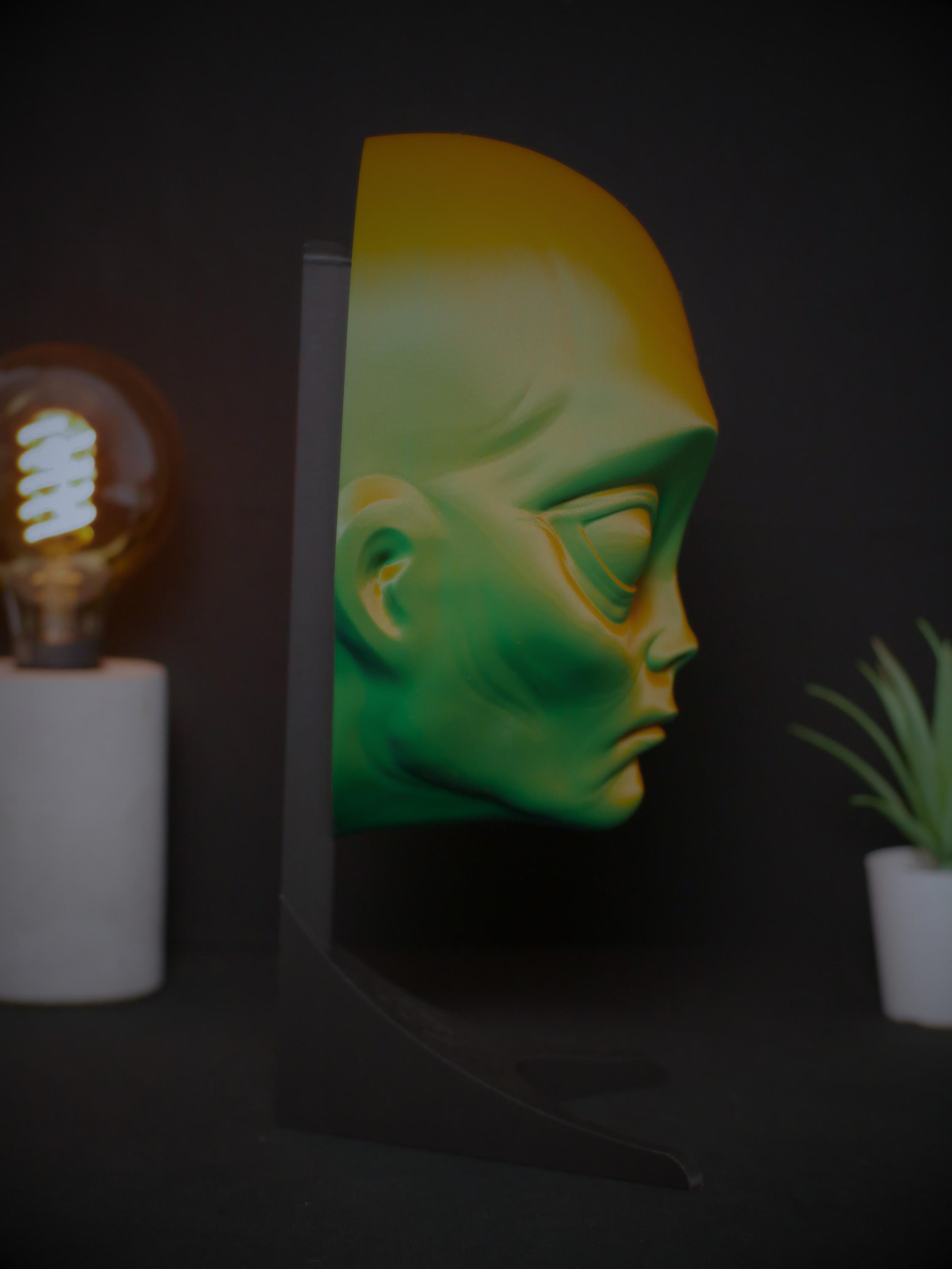 Soporte para auriculares con cabeza de extraterrestre, soporte para auriculares de escritorio, regalo para gamers de Battlestation, decoración de ciencia ficción, impresión 3D a color personalizada.