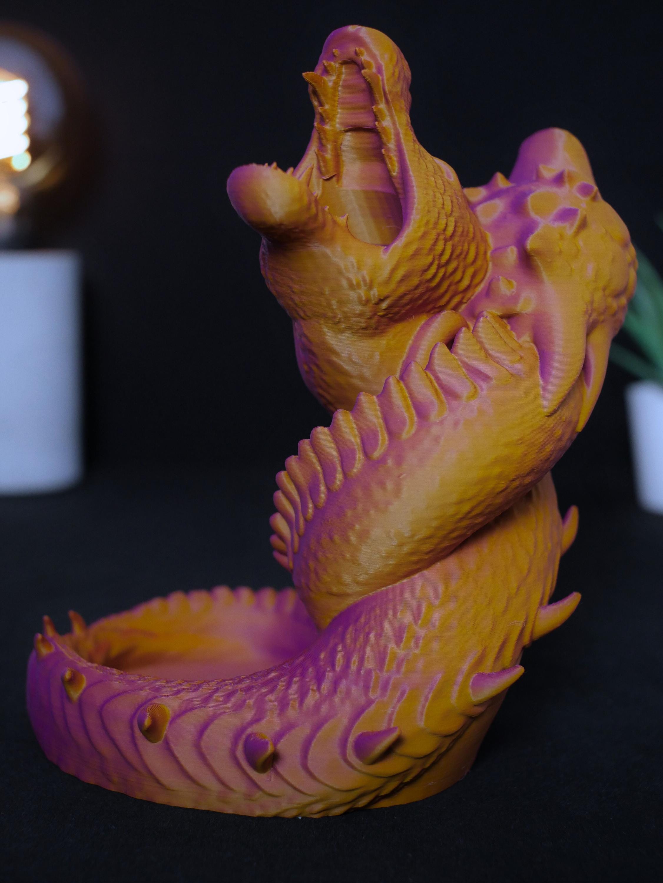 Torre de dados de serpiente y dragón para D&D, dados de rol con bandeja, accesorio de fantasía TTRPG, regalo de Dungeons and Dragons para DM, juegos de mesa