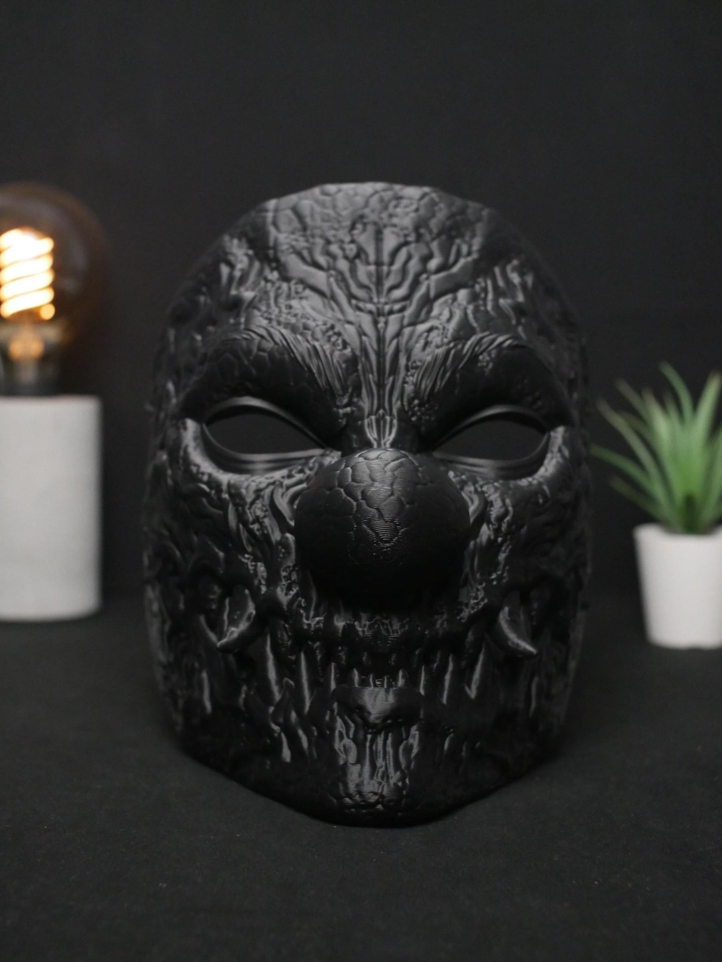 Máscara de payaso aterrador, demonio bufón texturizado para cosplay, disfraz de Halloween 2025 y actor de terror / Máscara impresa en 3D para adultos de cara completa