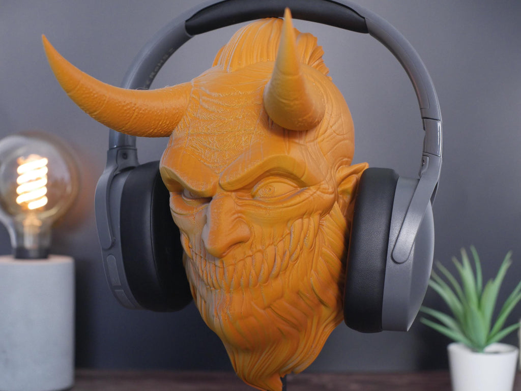 Soporte para auriculares Krampus, decoración original para videojuegos, regalo de Navidad, accesorio geek, figura decorativa para estudio, soporte para auriculares Krampus.