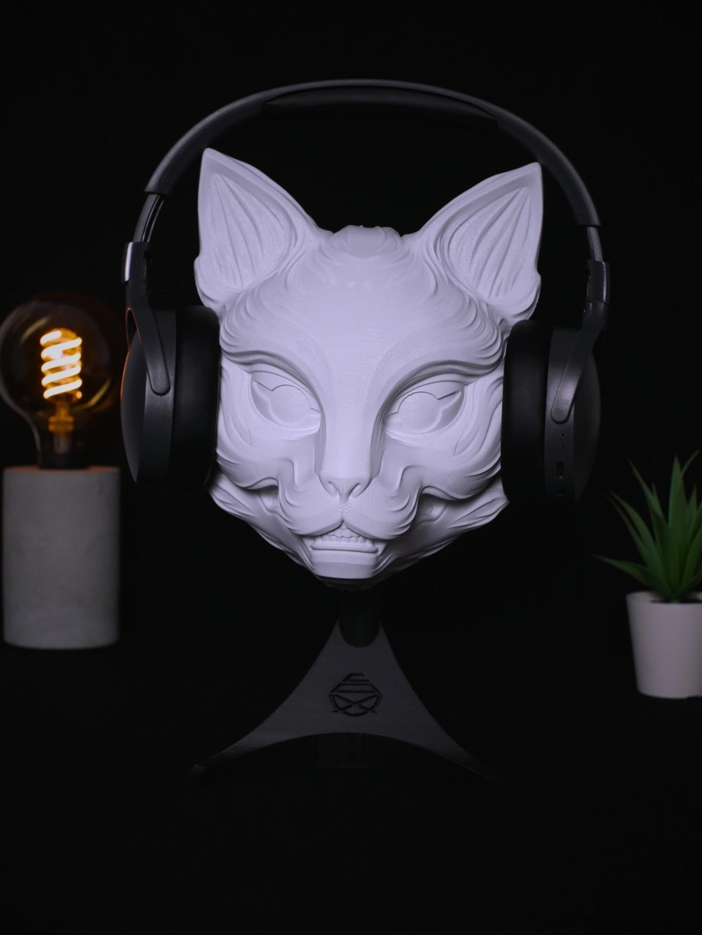 Soporte para auriculares Kitsune: Soporte para auriculares de inspiración gatuna para gamers. ¡Organiza tu equipo!