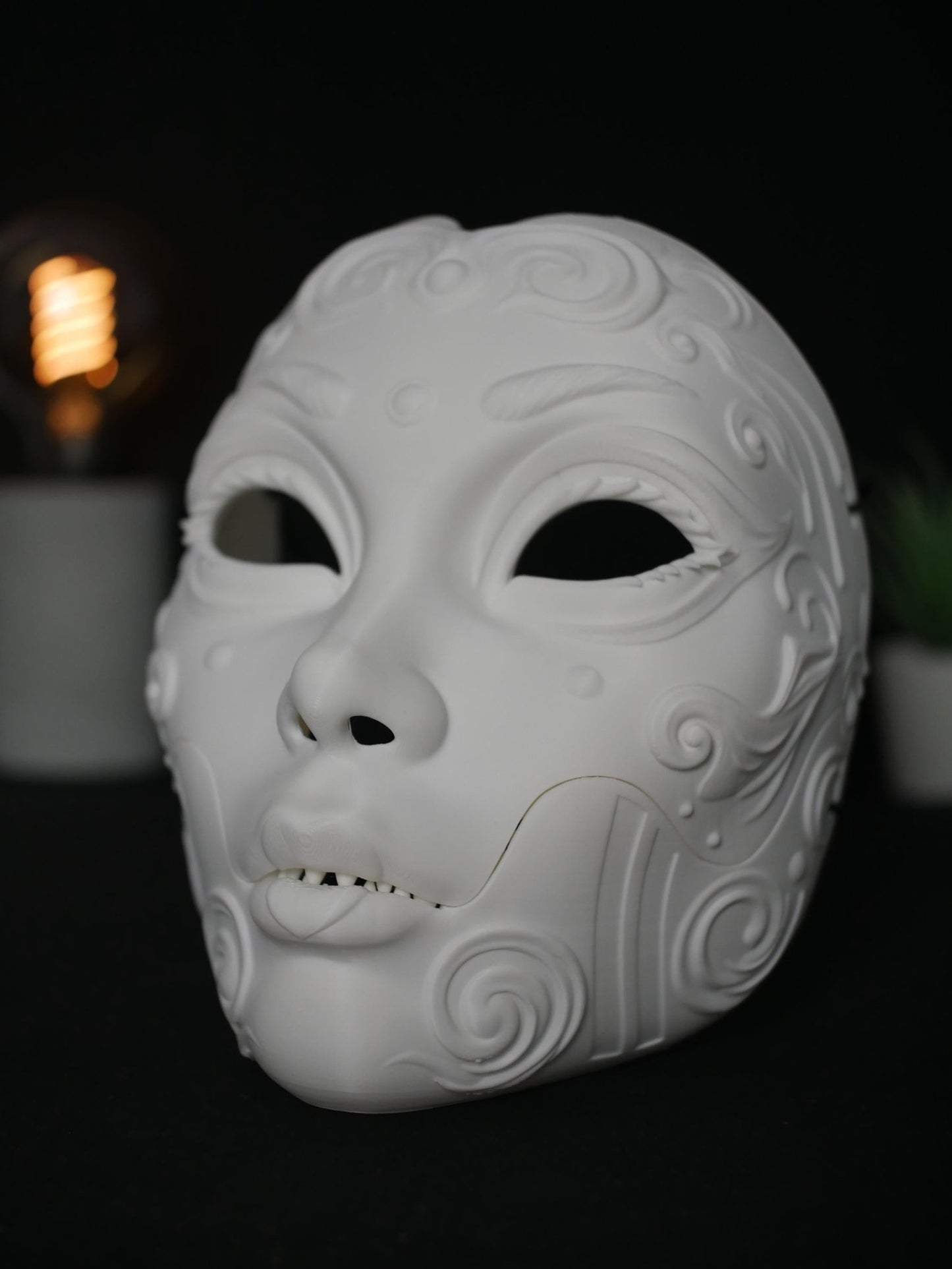 Máscara de geisha ornamentada con mandíbula de demonio extraíble / Máscara japonesa Oni Yokai para cosplay, mascarada, Halloween / Arte para vestir estilo Hannya