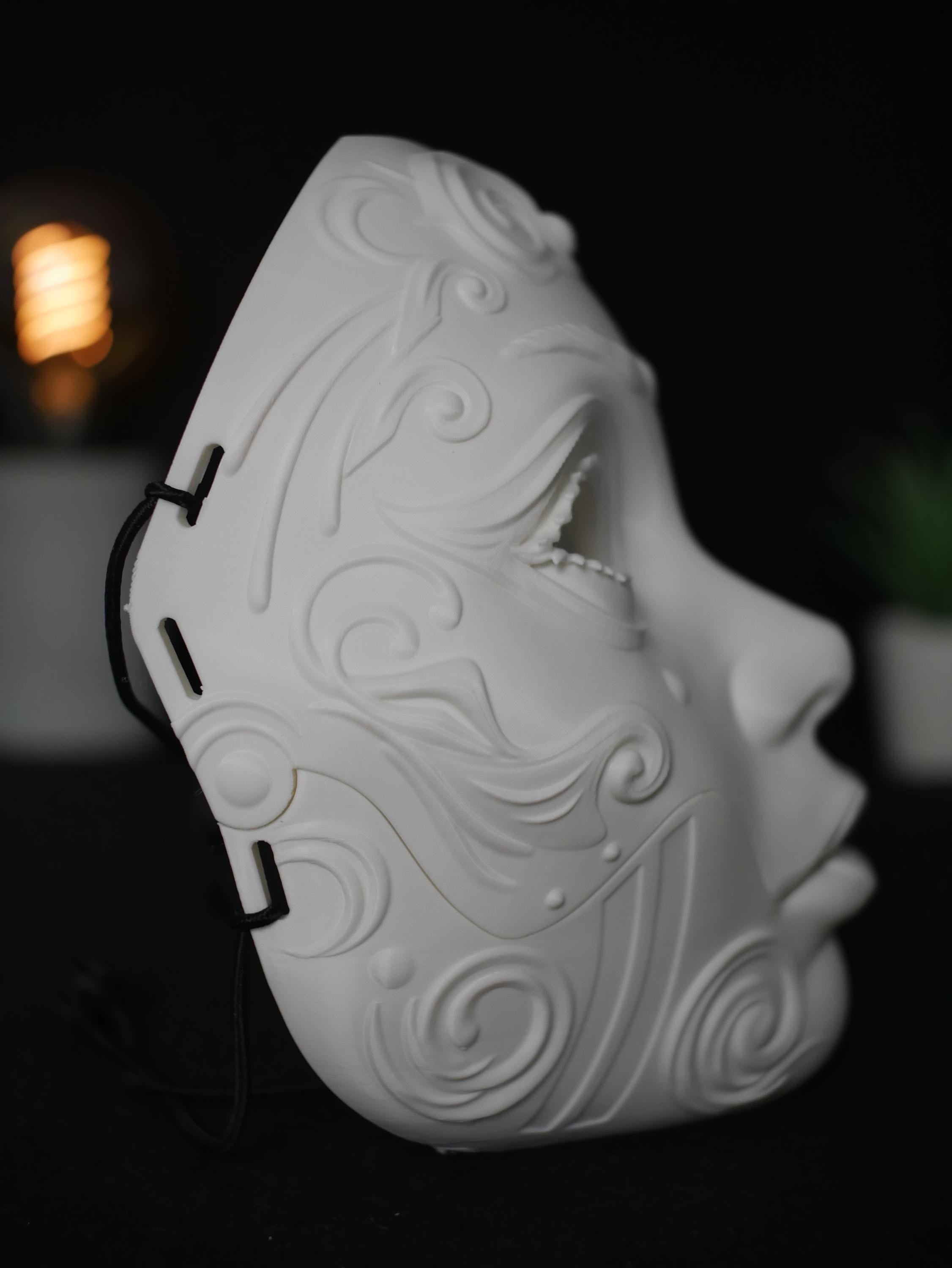 Máscara de geisha ornamentada con mandíbula de demonio extraíble / Máscara japonesa Oni Yokai para cosplay, mascarada, Halloween / Arte para vestir estilo Hannya