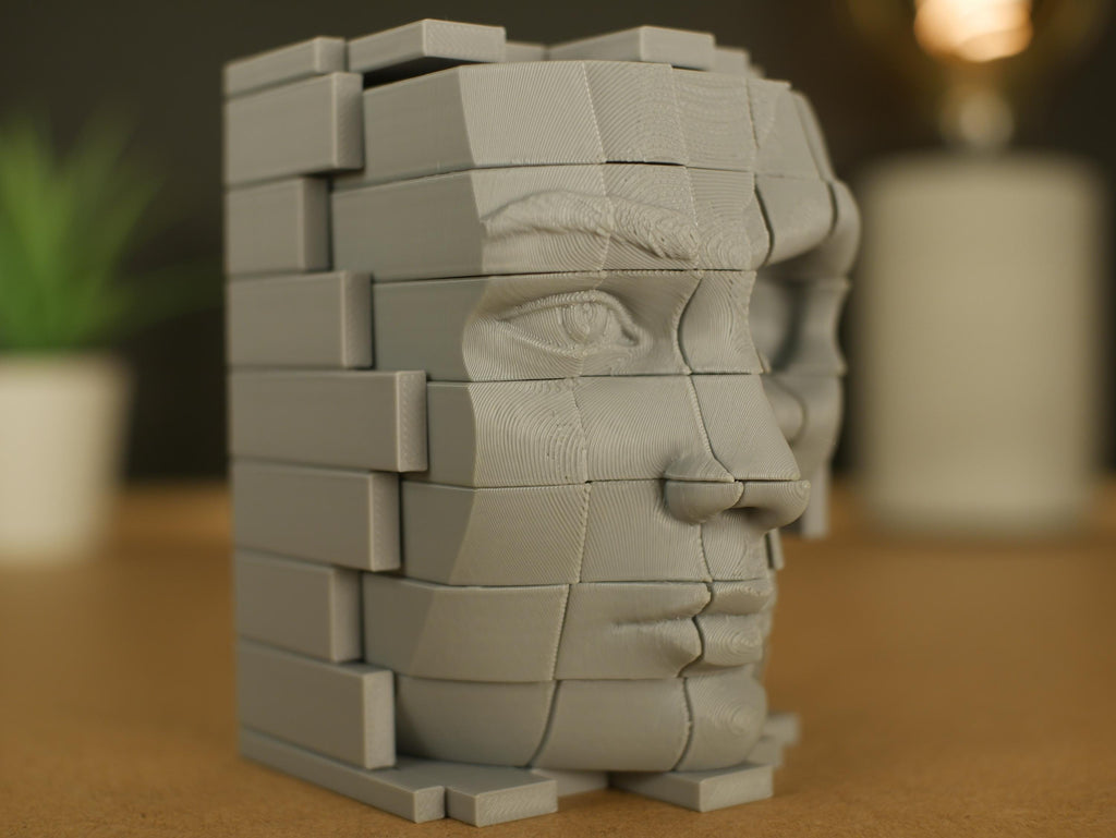 Figura de calavera pixelada: decoración para videojuegos y juguete antiestrés