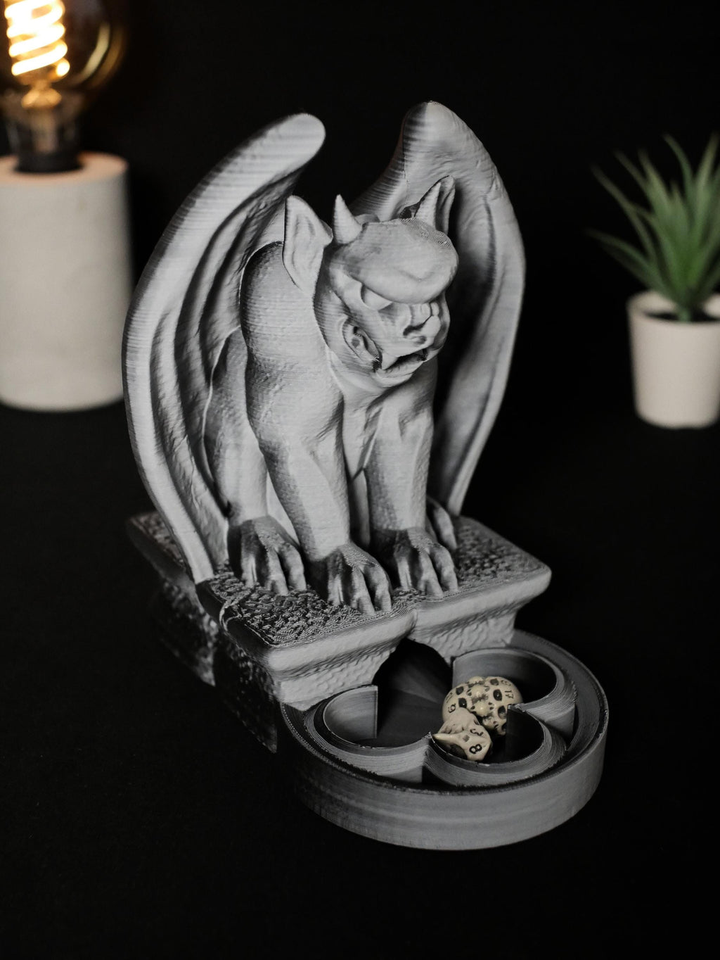 Torre de dados de gárgola, dados de rol para TTRPG, regalo de DM para Dungeons and Dragons, accesorio de juego de mesa Pathfinder gótico, bandeja de dados
