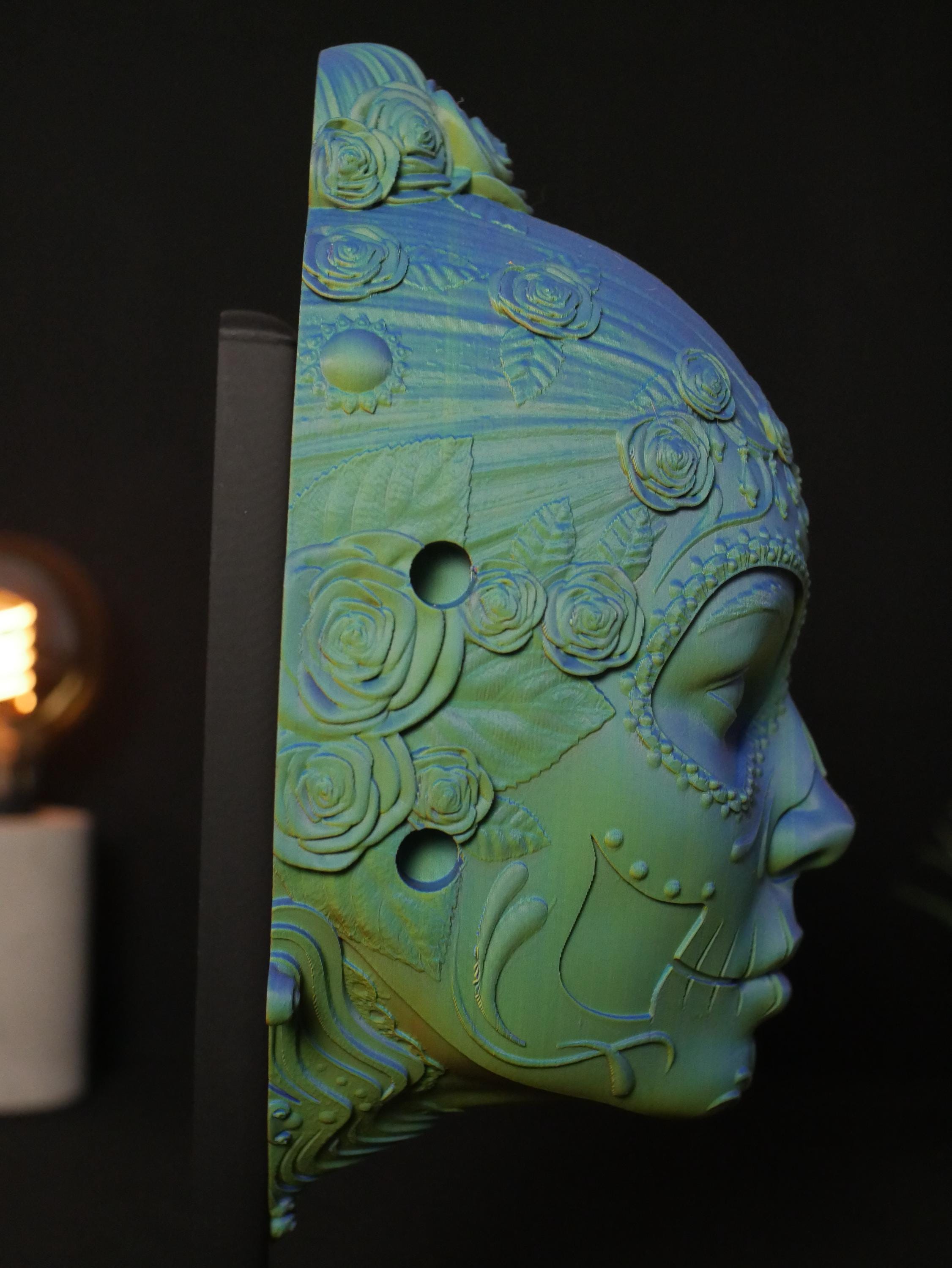 Soporte para auriculares La Catrina: Decoración de escritorio para videojuegos con calavera de azúcar