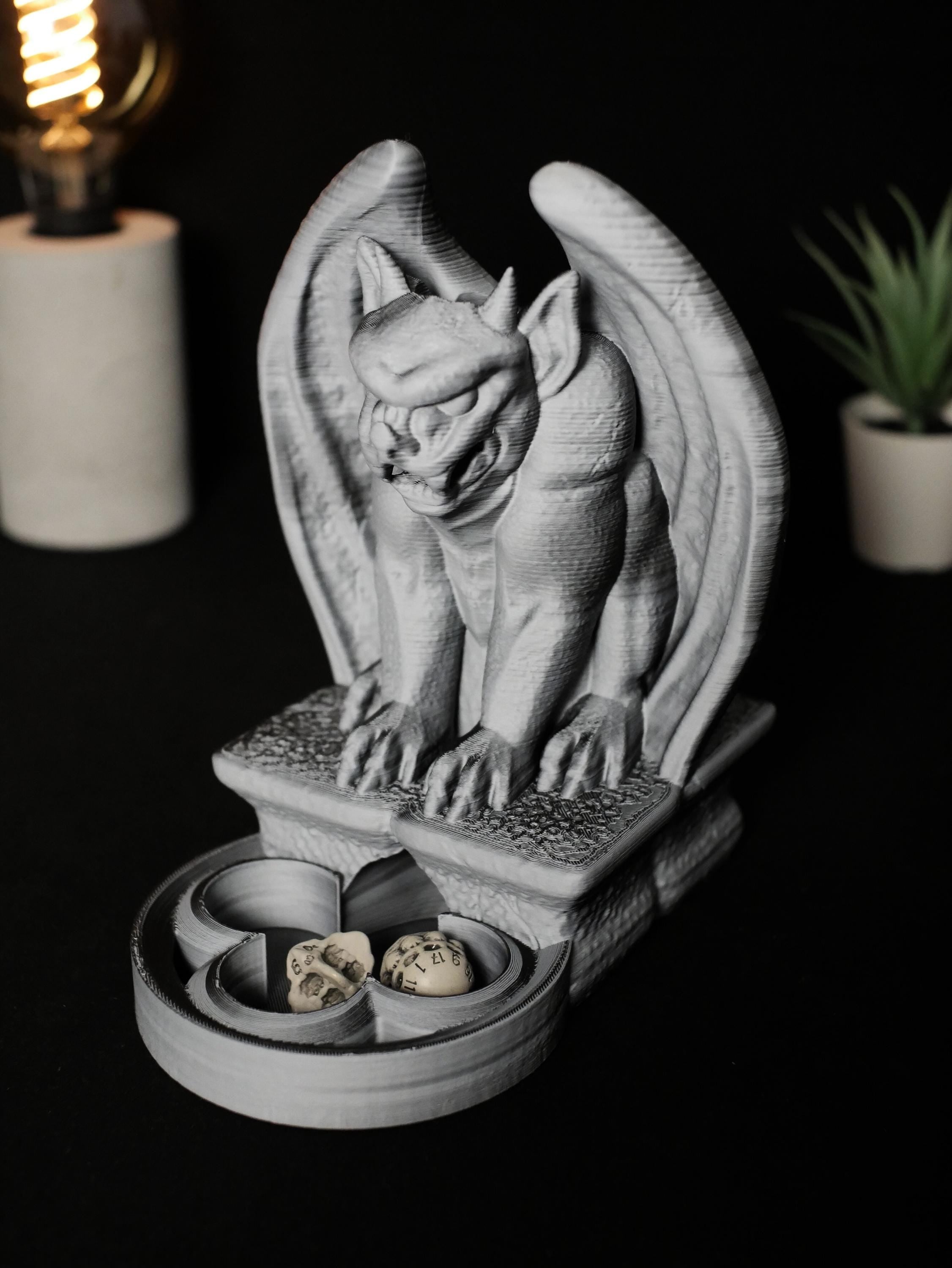 Torre de dados de gárgola, dados de rol para TTRPG, regalo de DM para Dungeons and Dragons, accesorio de juego de mesa Pathfinder gótico, bandeja de dados