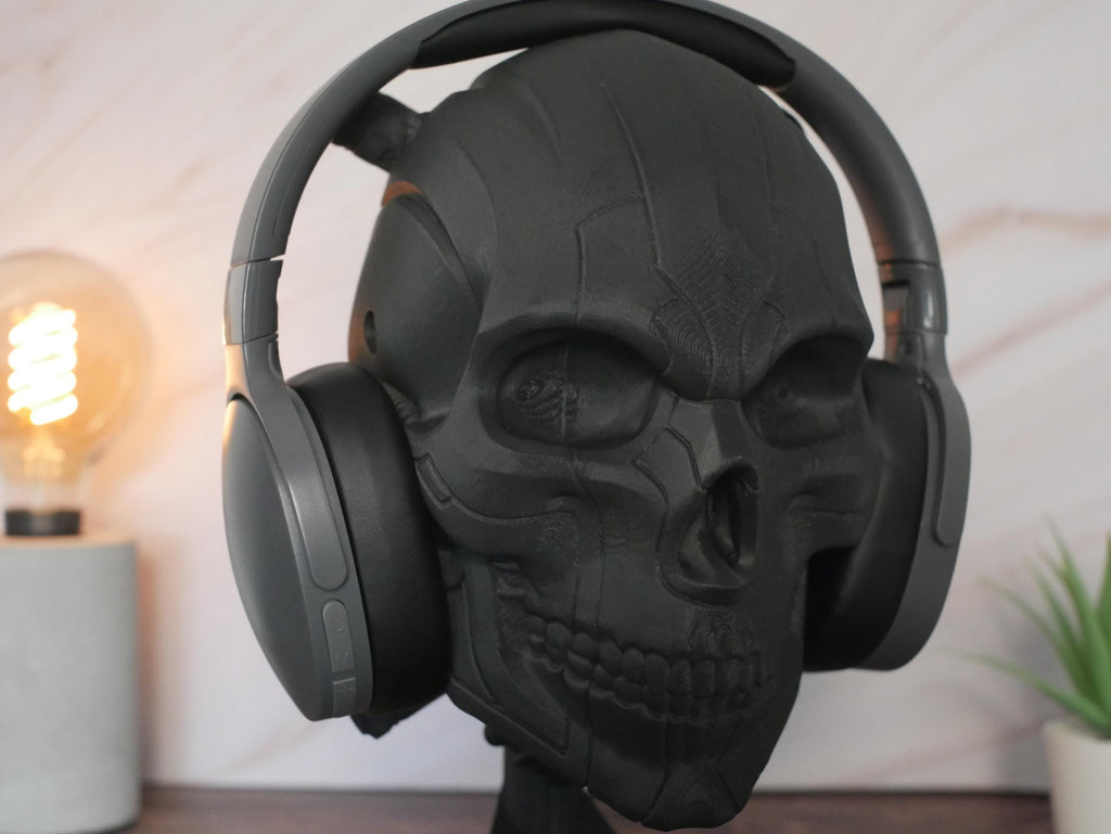 Soporte para auriculares con forma de calavera: organizador de escritorio para gamers, montaje en pared opcional