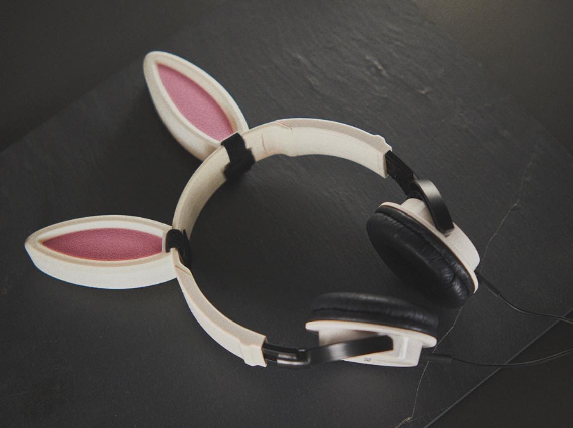 Auriculares con orejas de conejo impresas en 3D: accesorio para streamers de videojuegos