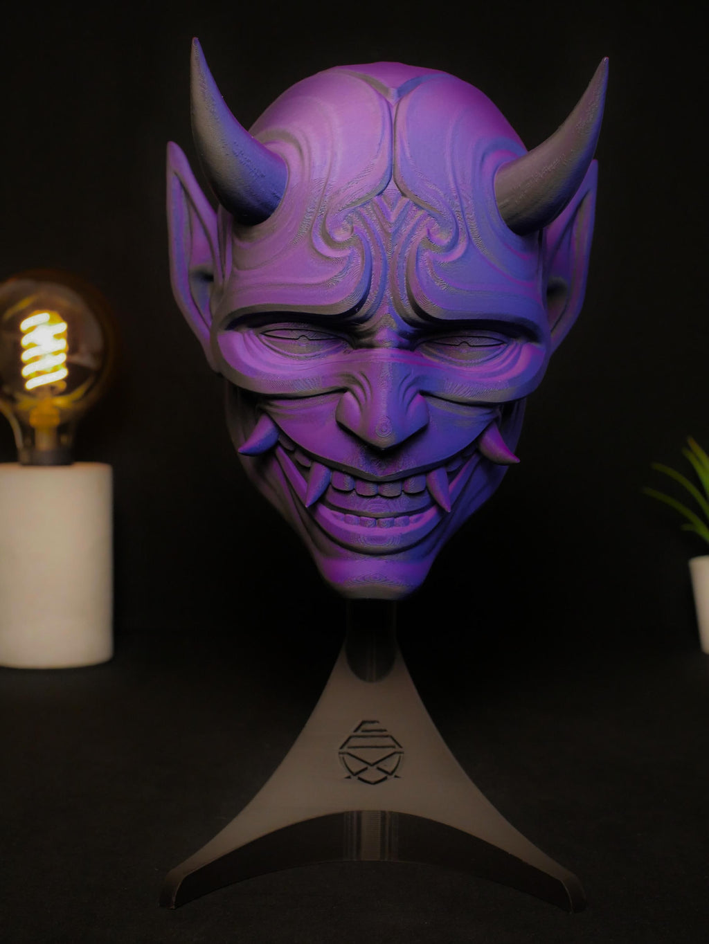 Arte mural con máscara de Oni, estatua de demonio japonés, escultura Yokai impresa en 3D, decoración gótica para el hogar, decoración de estanterías para salas de juegos