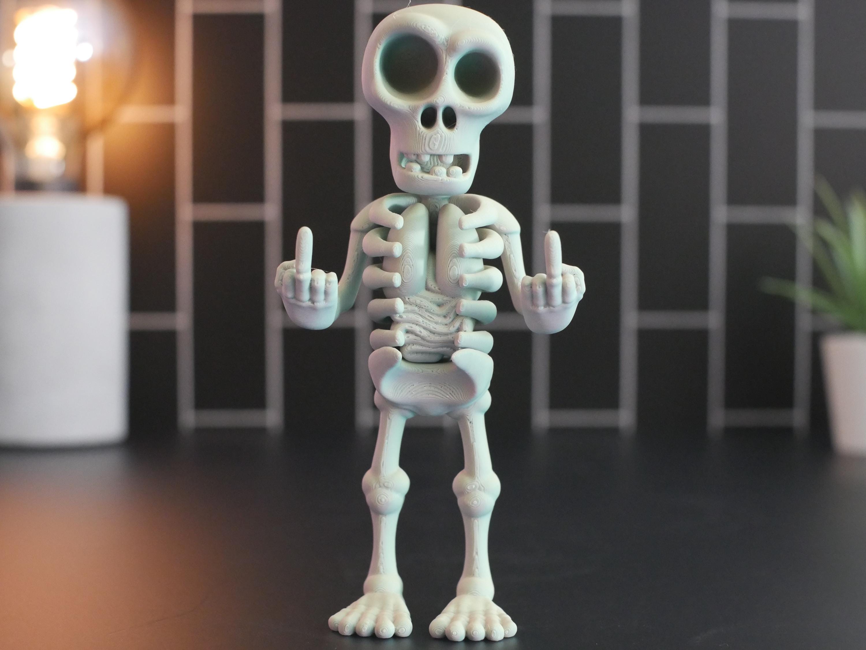Esqueleto articulado con dedo medio: regalo perfecto para una decoración divertida y única