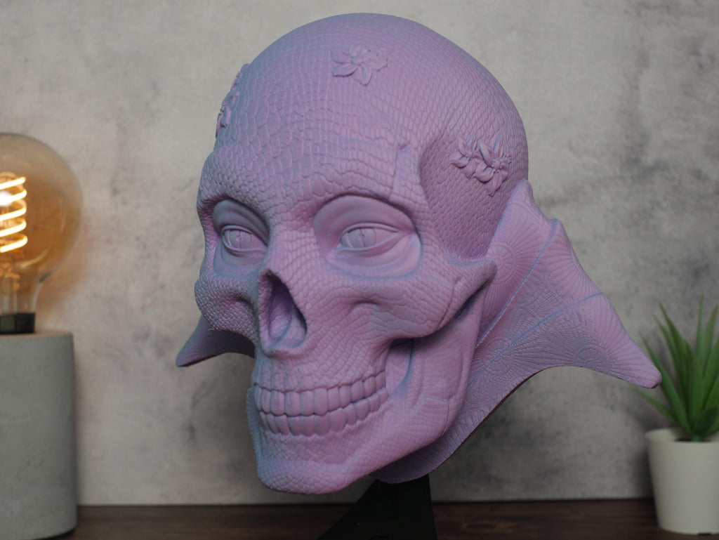 Arte de pared Orochi Sull / Decoración gótica de calavera de reptil / Tapiz floral de piel de serpiente / Regalo de arte oscuro de fantasía