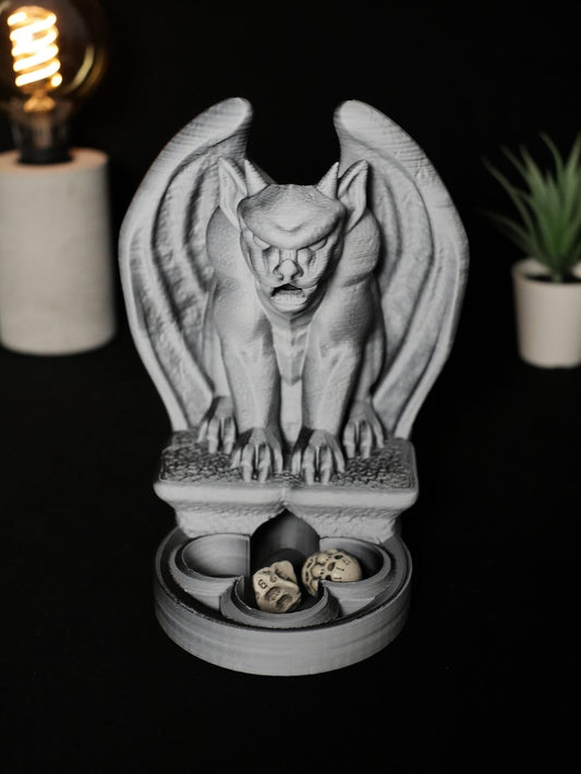 Torre de dados de gárgola, dados de rol para TTRPG, regalo de DM para Dungeons and Dragons, accesorio de juego de mesa Pathfinder gótico, bandeja de dados