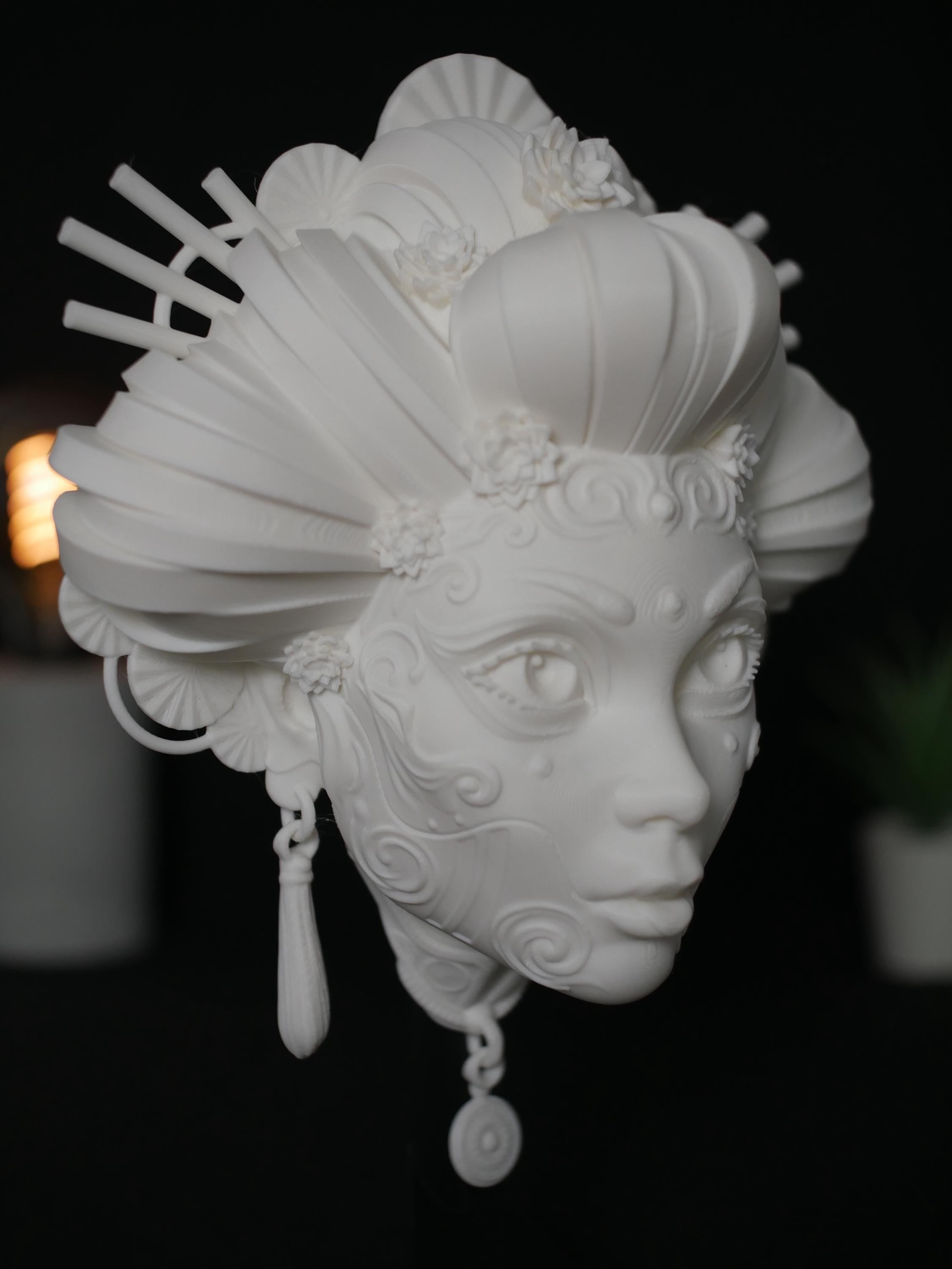 Escultura de pared de geisha, decoración japonesa impresa en 3D, busto de emperatriz ornamentado, decoración de fantasía para el hogar y la oficina, regalo geek único