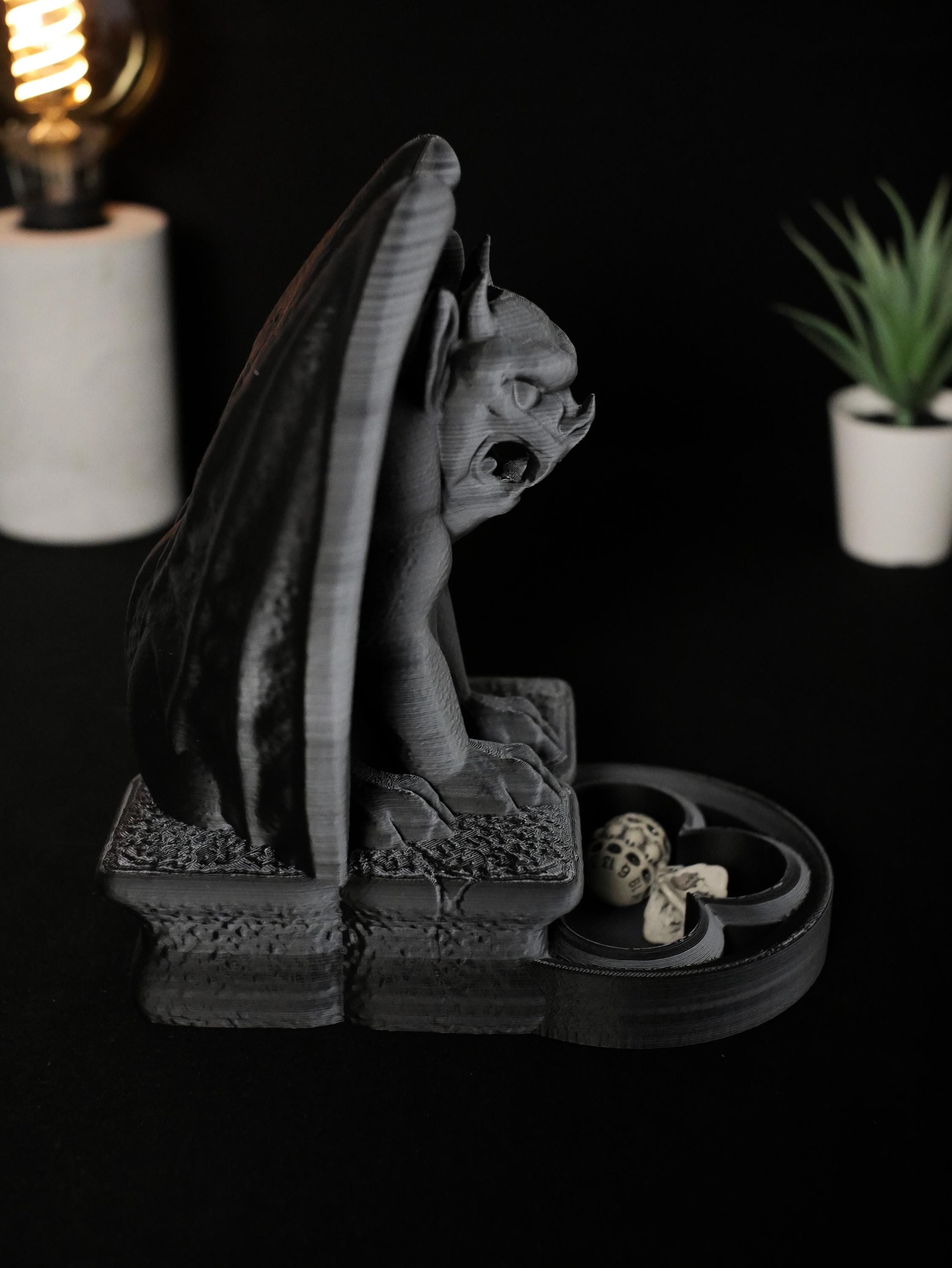 Torre de dados de gárgola, dados de rol para TTRPG, regalo de DM para Dungeons and Dragons, accesorio de juego de mesa Pathfinder gótico, bandeja de dados