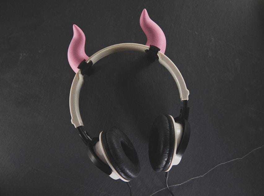 Cuernos de diablo para auriculares / Bonito accesorio para auriculares de gamer / Accesorio para streamer de Twitch / Impreso en 3D en más de 20 colores personalizados / Cosplay de Egirl
