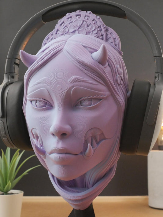 Soporte para auriculares Kuchisake / Soporte para auriculares de demonio Oni japonés / Accesorio de escritorio para juegos / Regalo único para jugadores