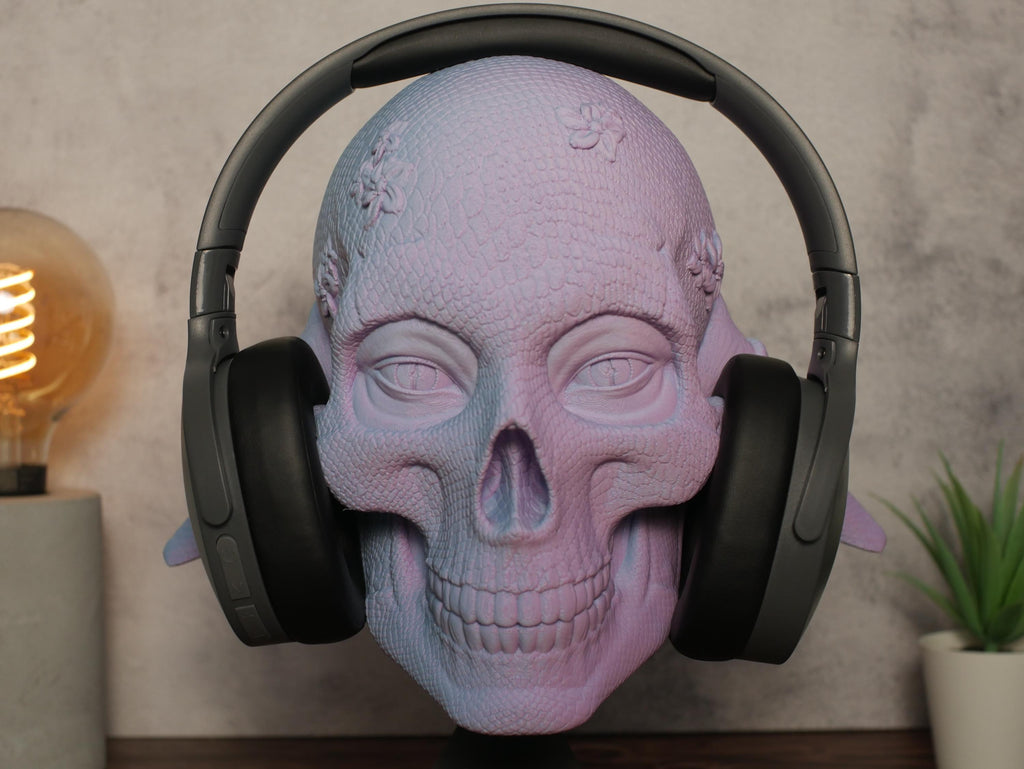 Soporte para auriculares Orochi Skull: Soporte para auriculares Skull: un organizador de escritorio genial que añade carácter a tu oficina o configuración de juego.