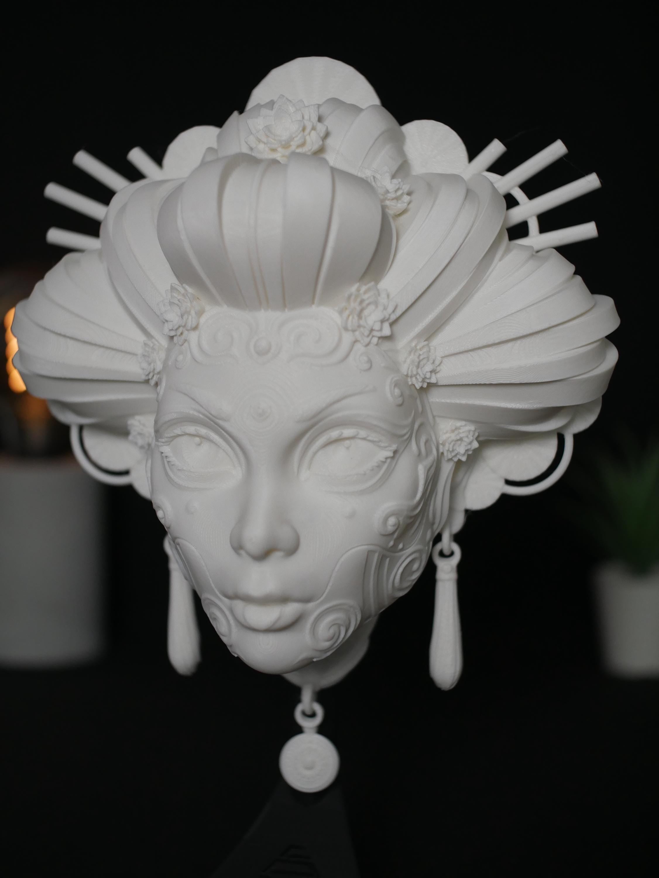 Escultura de pared de geisha, decoración japonesa impresa en 3D, busto de emperatriz ornamentado, decoración de fantasía para el hogar y la oficina, regalo geek único