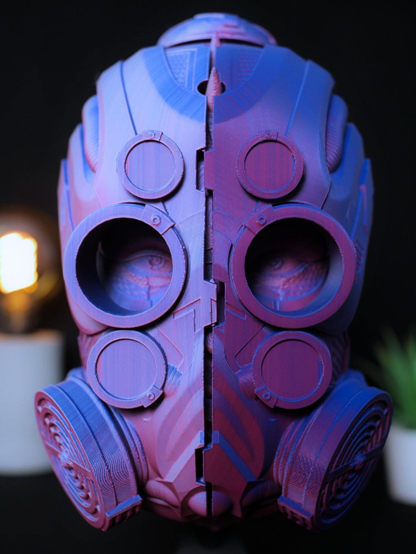Soporte para auriculares Cyberpunk, busto de cíborg de ciencia ficción. Soporte para auriculares impreso en 3D para gaming. Regalo gamer, decoración de escritorio única.