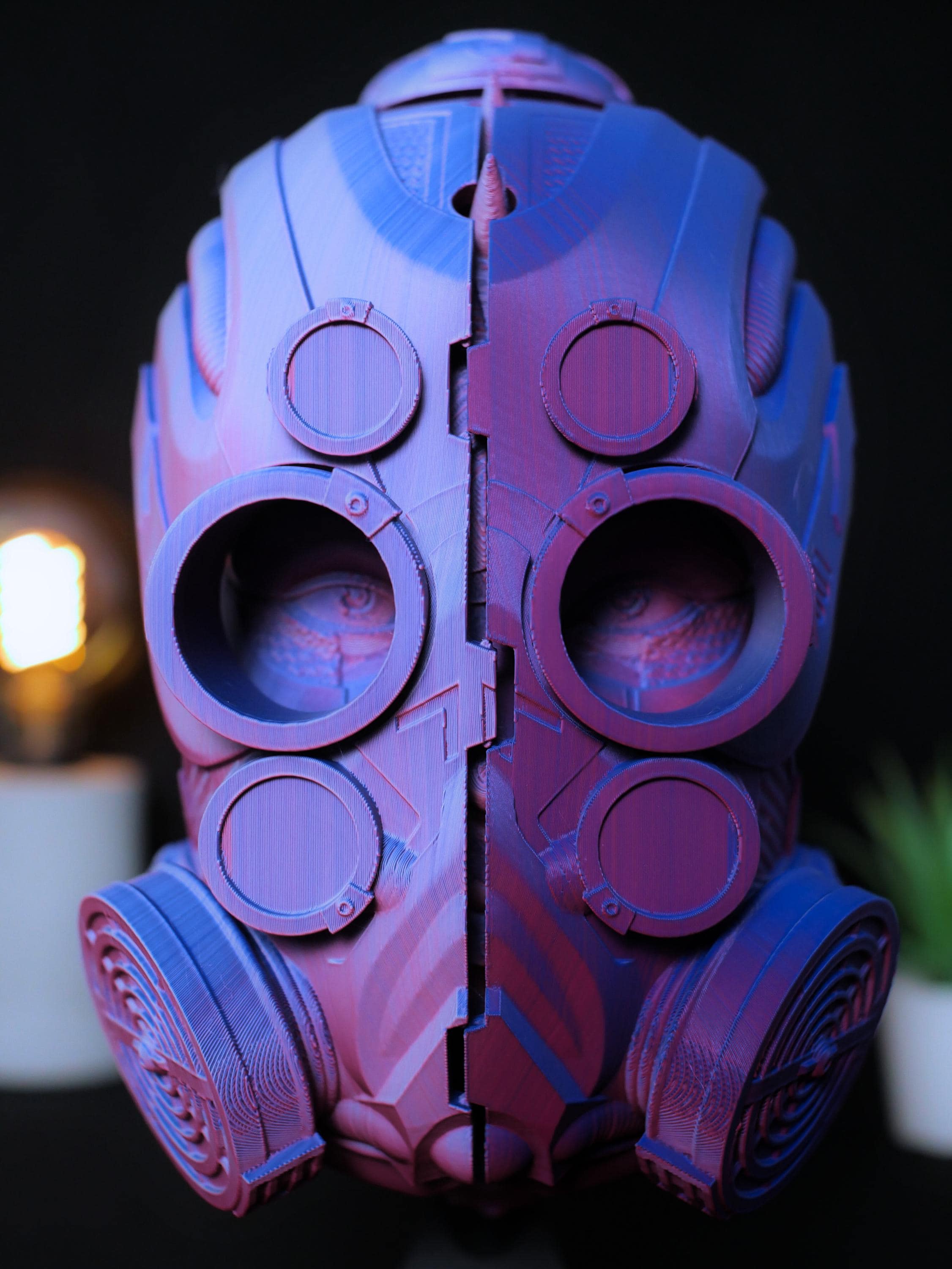Soporte para auriculares Cyberpunk, busto de cíborg de ciencia ficción. Soporte para auriculares impreso en 3D para gaming. Regalo gamer, decoración de escritorio única.