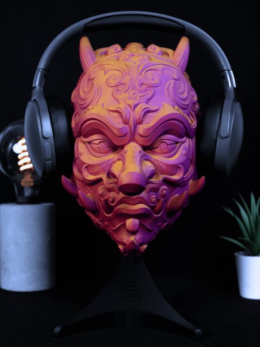 Soporte de Auriculares Tengu | Máscara Demonio Japonés para Setup Gamer