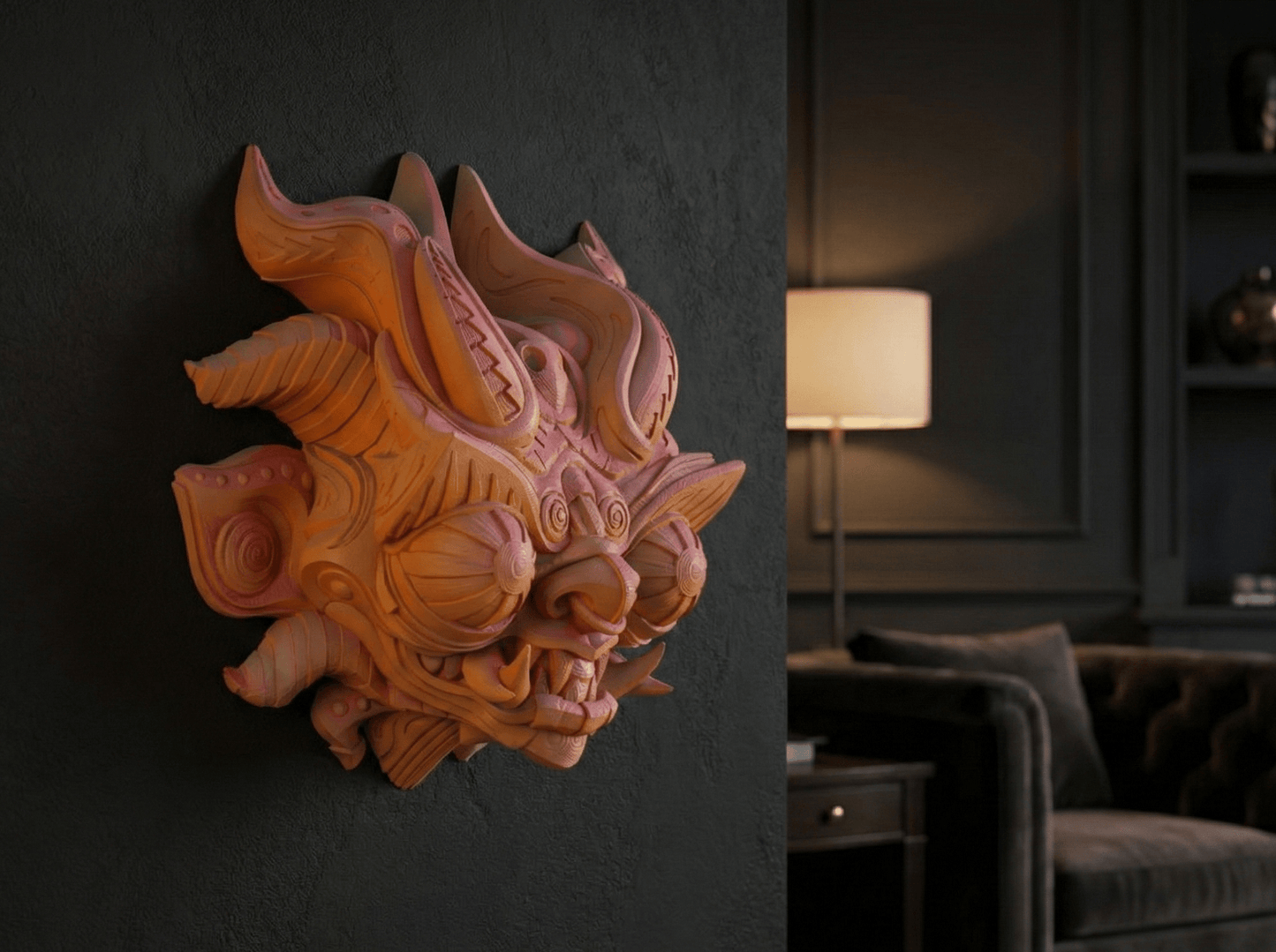 Escultura Supay: Máscara del Dios Inca del Inframundo (Pared + Soporte Incluido)