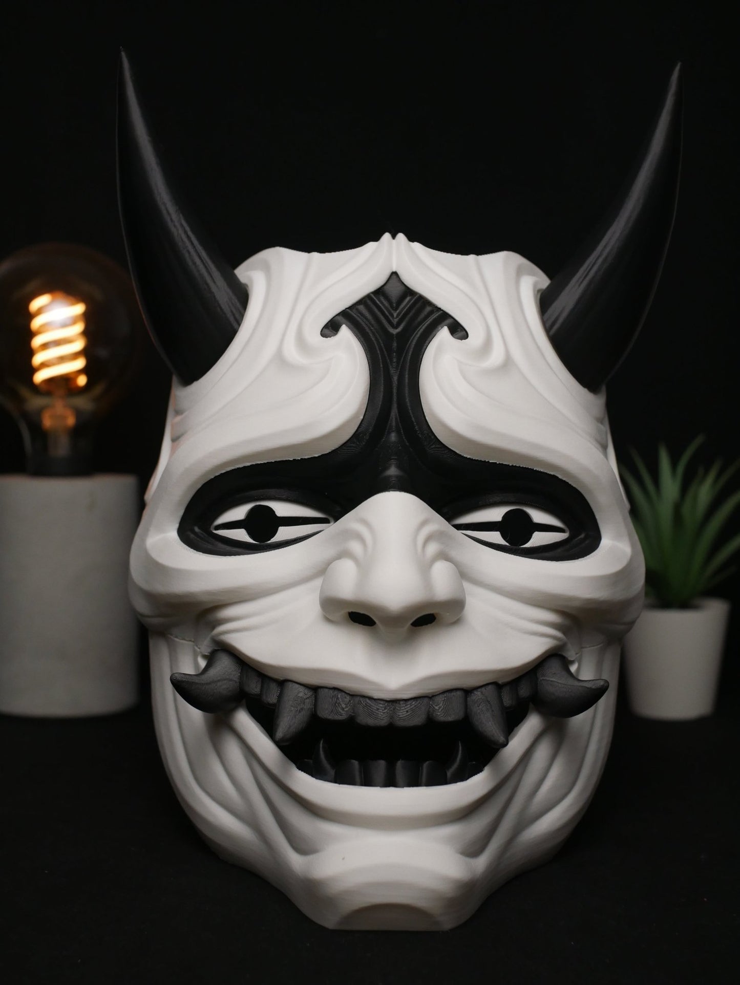 Máscara Oni, Demonio Japonés | Máscara de Diablo Cornudo para Cosplay, Disfraz de Halloween y Coleccionable | Estilo Kabuki Tradicional