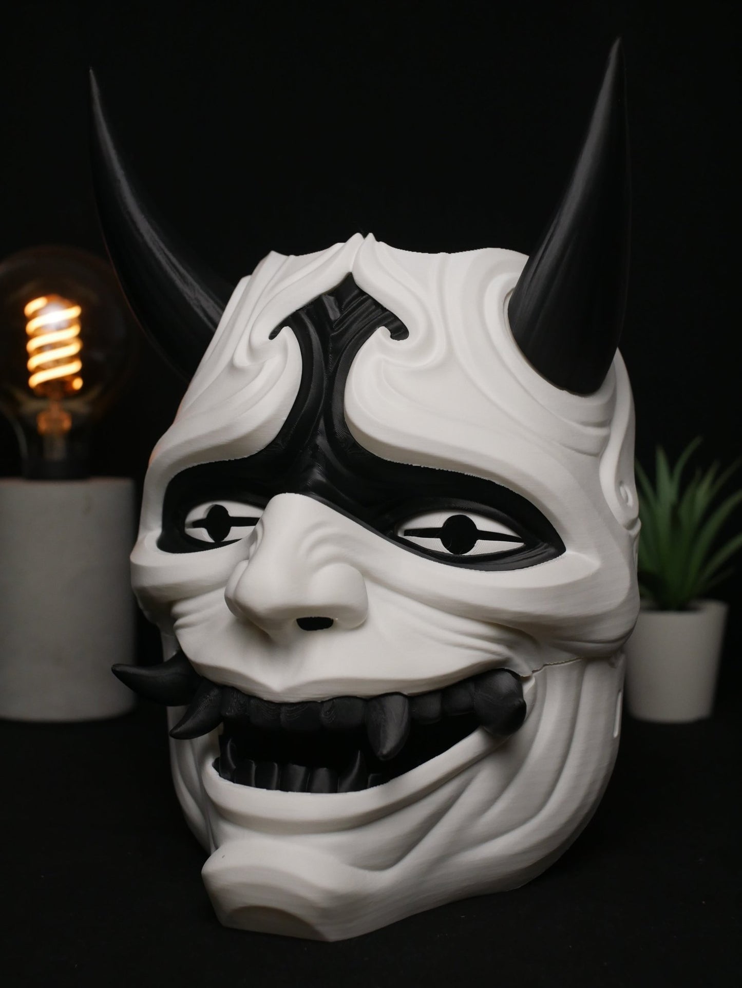 Máscara Oni, Demonio Japonés | Máscara de Diablo Cornudo para Cosplay, Disfraz de Halloween y Coleccionable | Estilo Kabuki Tradicional