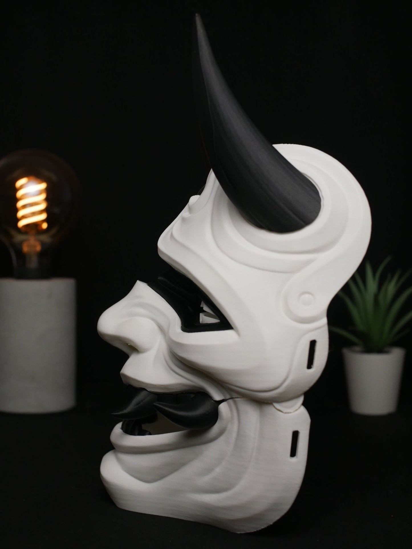 Máscara Oni, Demonio Japonés | Máscara de Diablo Cornudo para Cosplay, Disfraz de Halloween y Coleccionable | Estilo Kabuki Tradicional