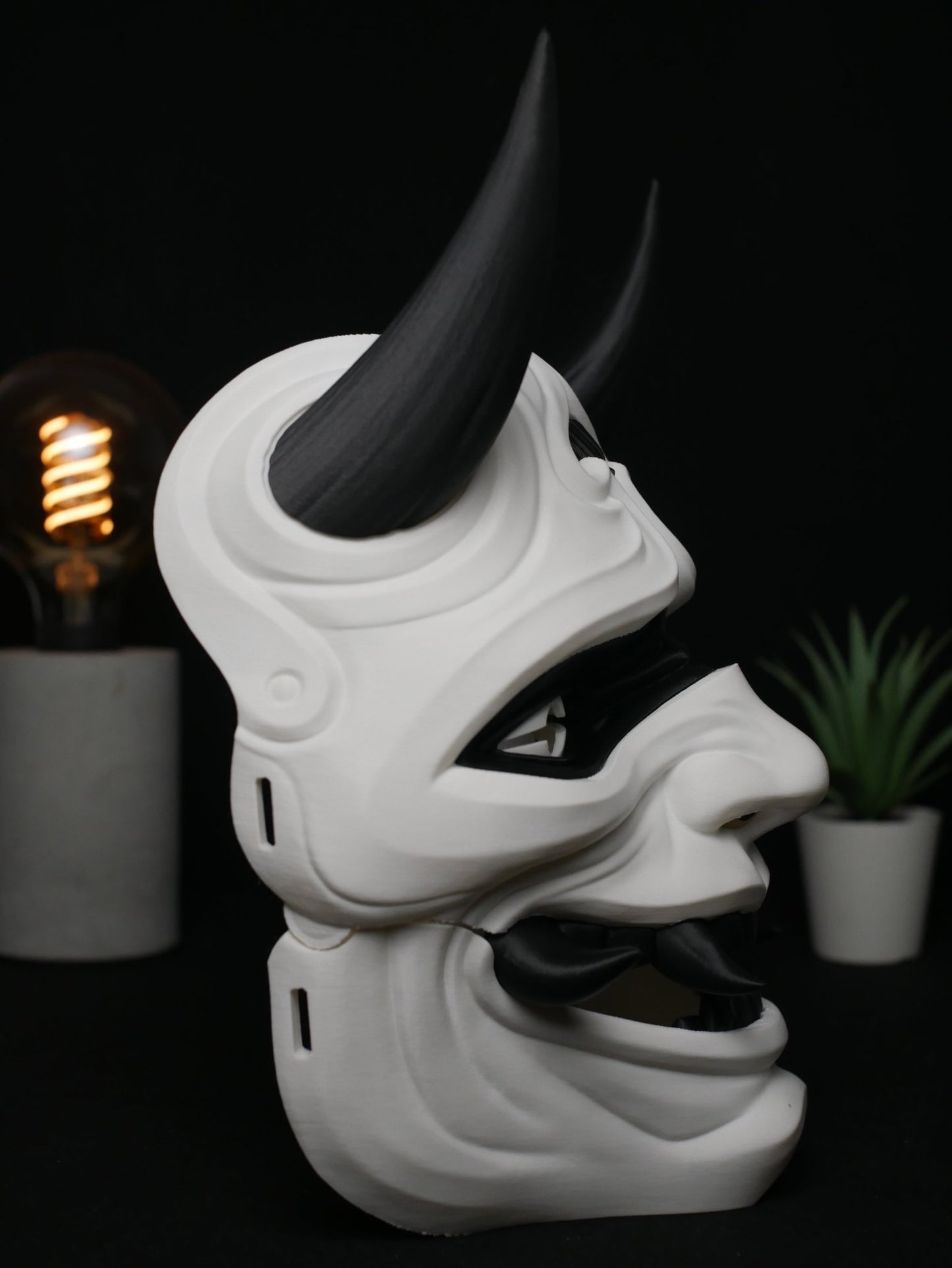 Máscara Oni, Demonio Japonés | Máscara de Diablo Cornudo para Cosplay, Disfraz de Halloween y Coleccionable | Estilo Kabuki Tradicional