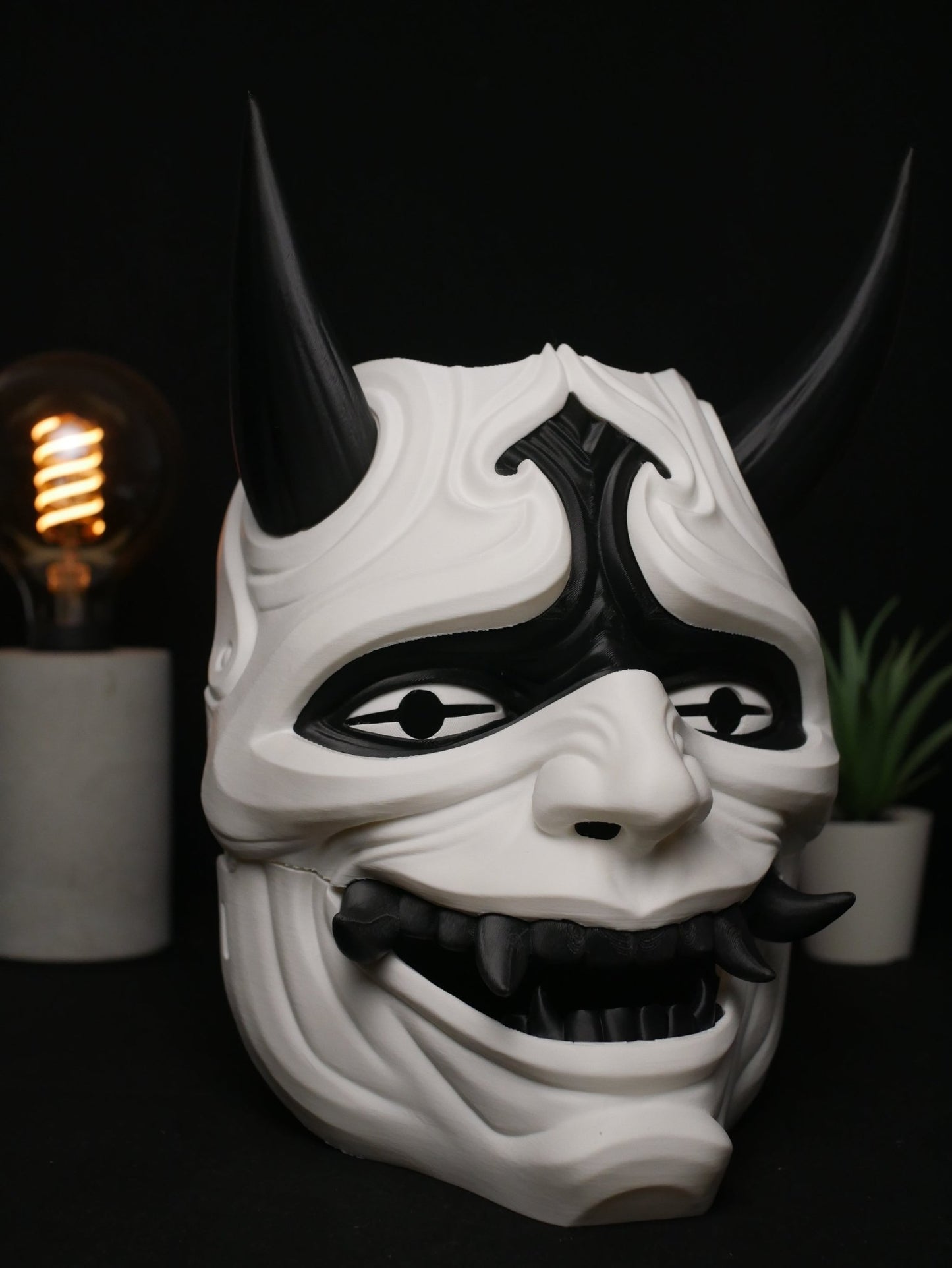 Máscara Oni, Demonio Japonés | Máscara de Diablo Cornudo para Cosplay, Disfraz de Halloween y Coleccionable | Estilo Kabuki Tradicional