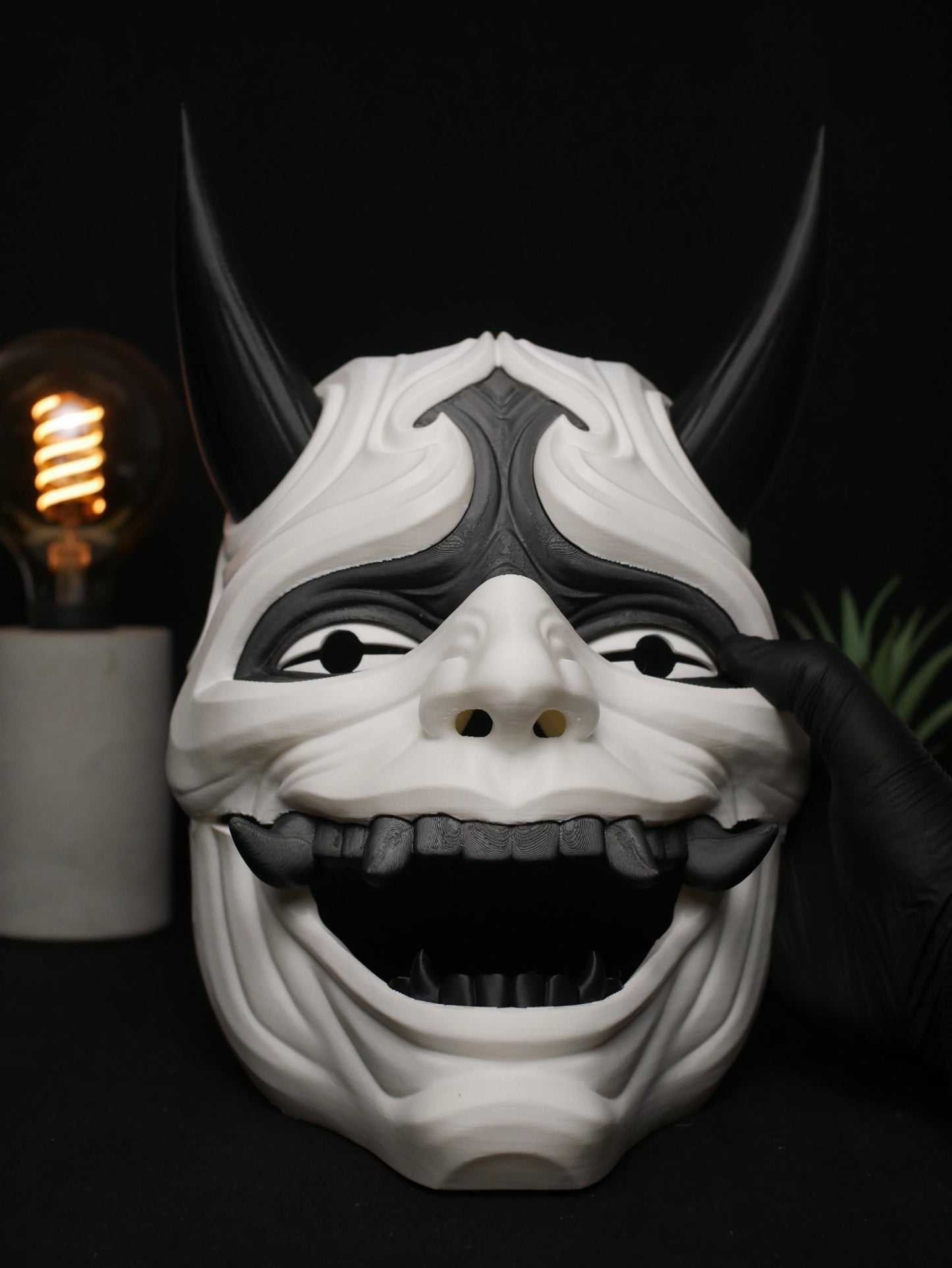 Máscara Oni, Demonio Japonés | Máscara de Diablo Cornudo para Cosplay, Disfraz de Halloween y Coleccionable | Estilo Kabuki Tradicional