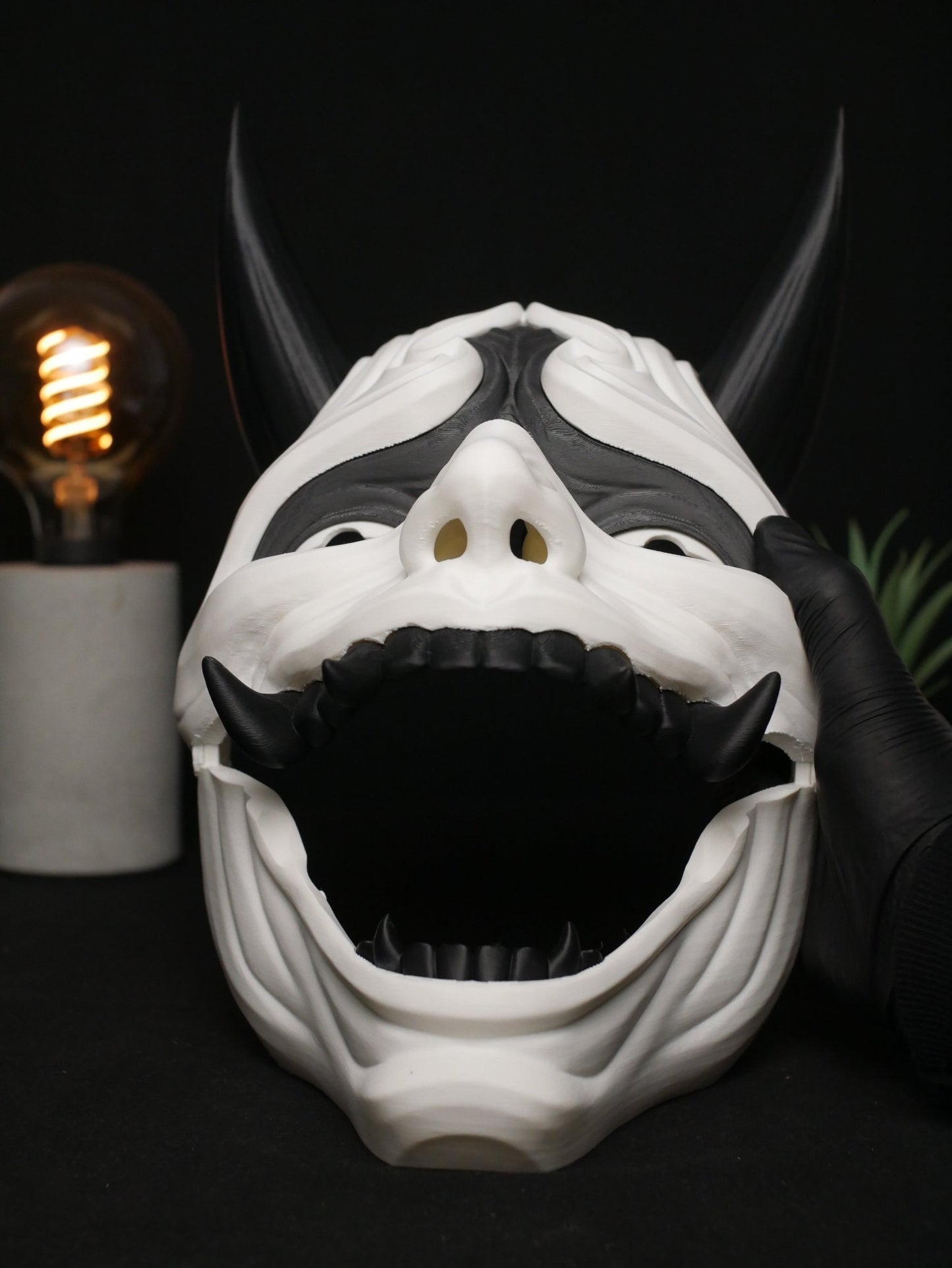 Máscara Oni, Demonio Japonés | Máscara de Diablo Cornudo para Cosplay, Disfraz de Halloween y Coleccionable | Estilo Kabuki Tradicional