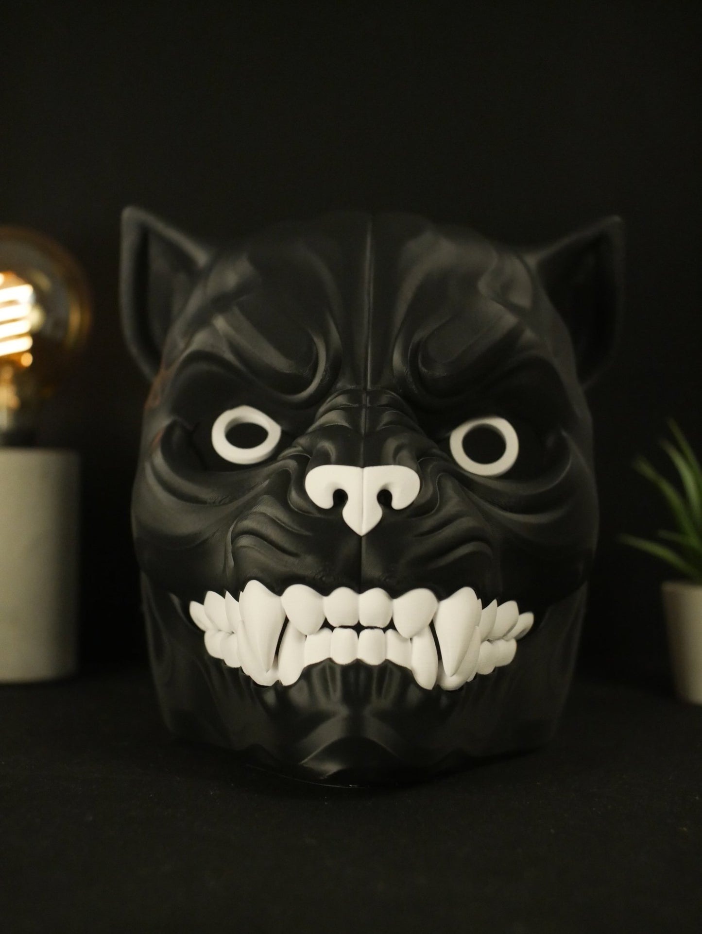 Máscara de pantera negra articulada con mandíbula móvil, cabeza de felino realista para cosplay, disfraces y Halloween