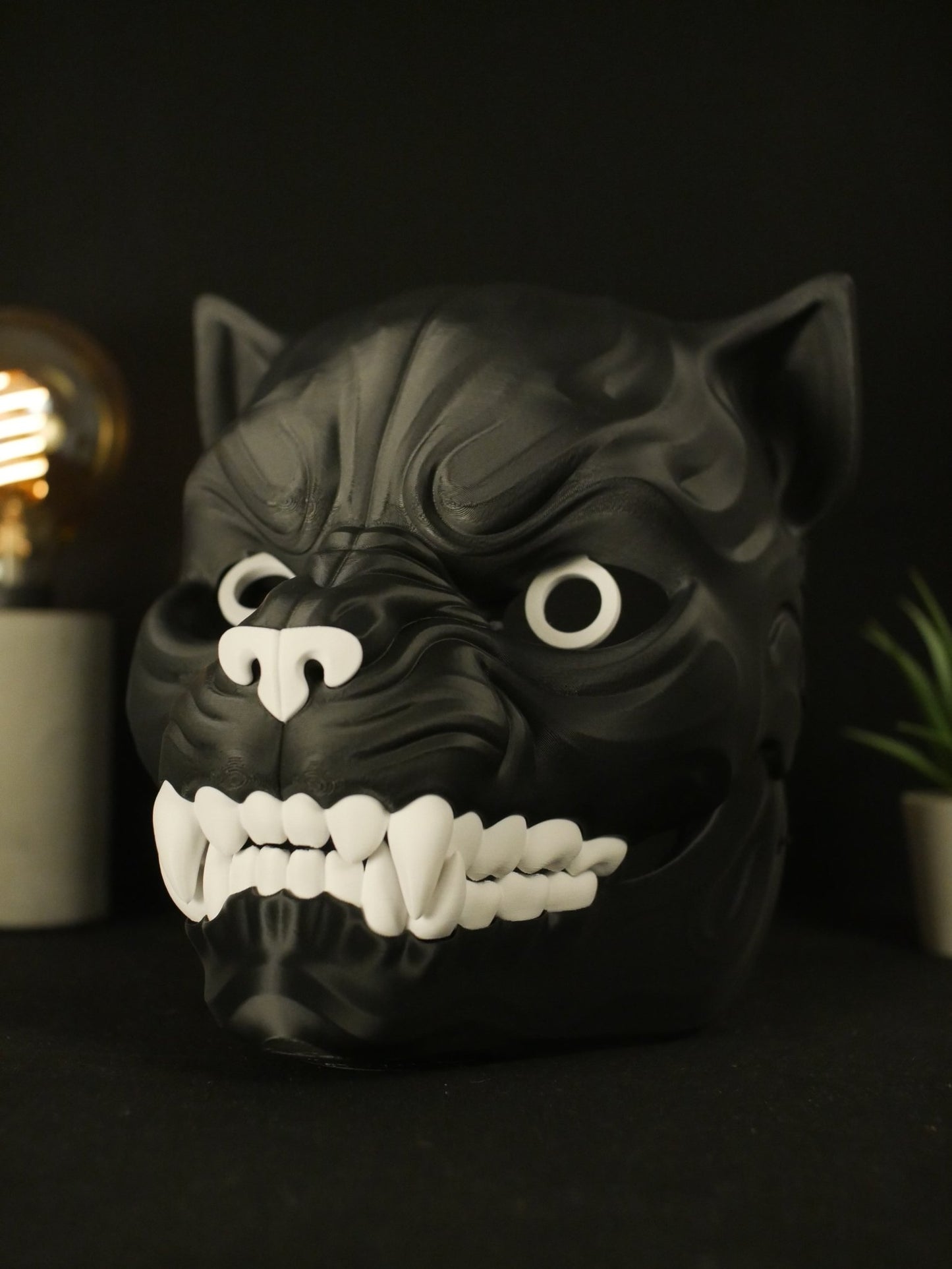 Máscara de pantera negra articulada con mandíbula móvil, cabeza de felino realista para cosplay, disfraces y Halloween